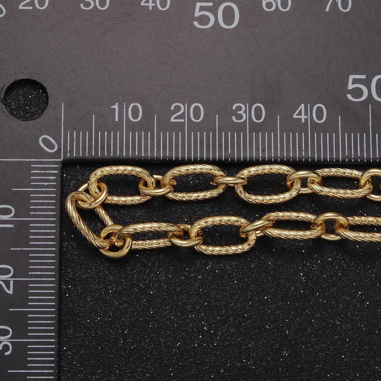 14k gold filled unfinished textured cable chain, cable link roll by yard | roll-707