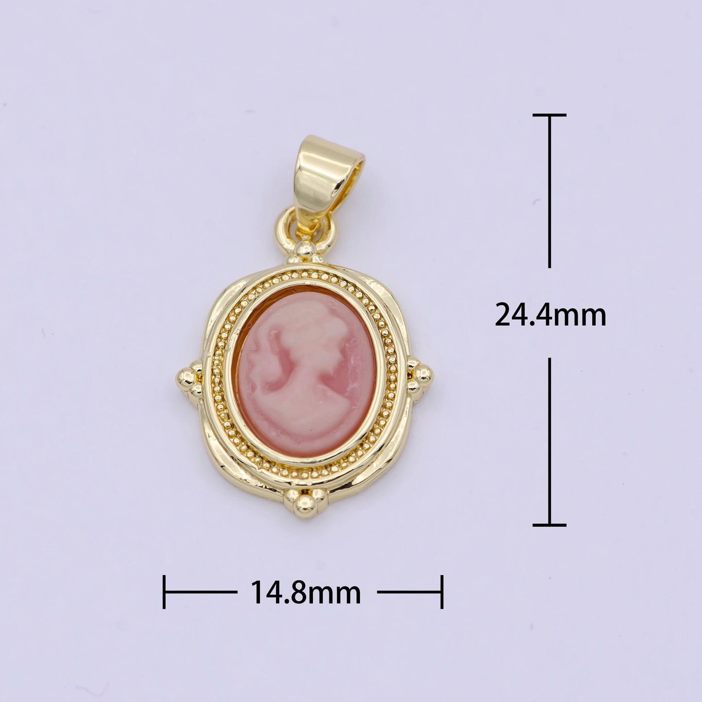 Dainty pink agate cameo pendant woman italian cameo jewelry charm victorian inspired lady jewelry n-619