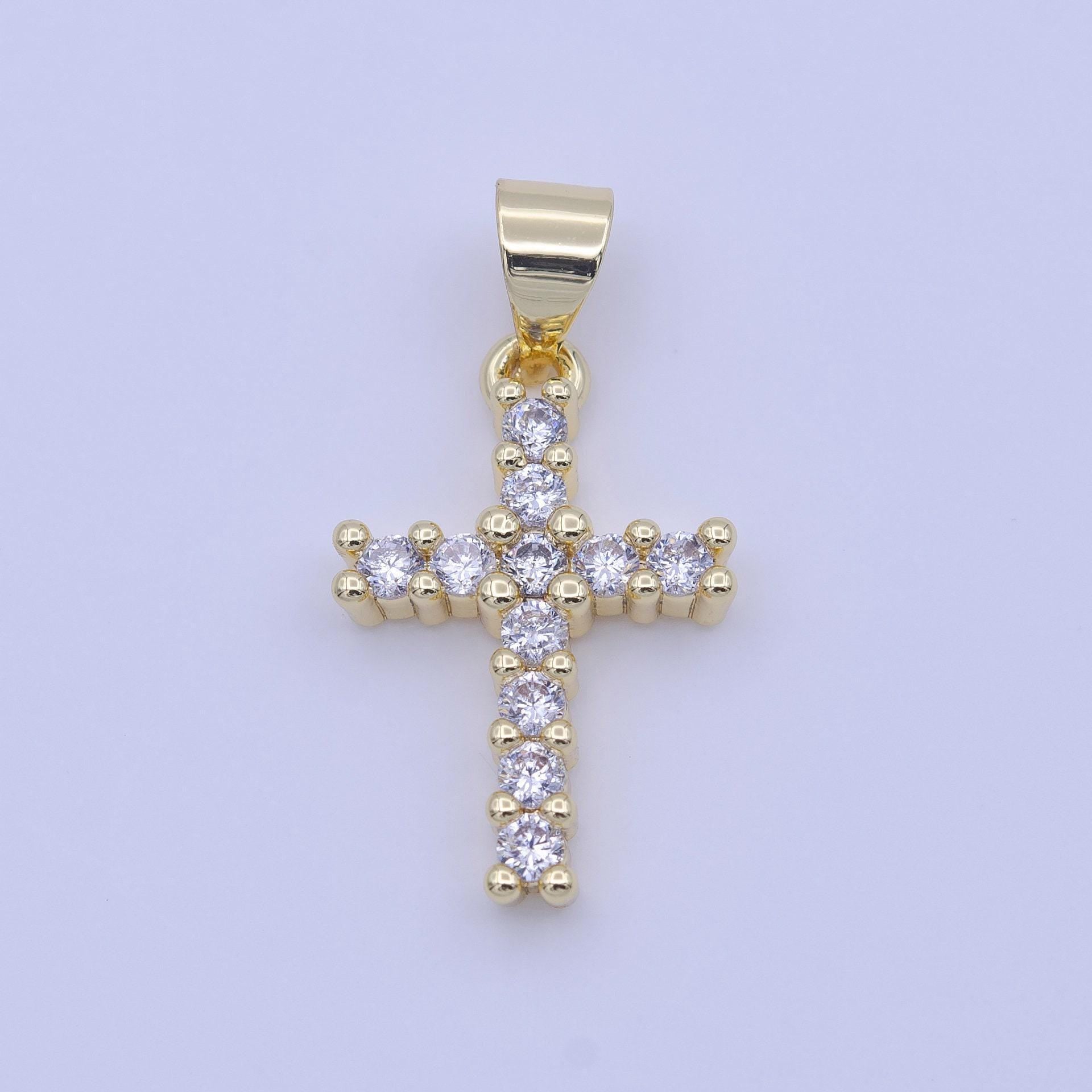 Mini cubic cross charm micro pave cross charm for bracelet necklace pendant religious necklace gold cross pendant h246