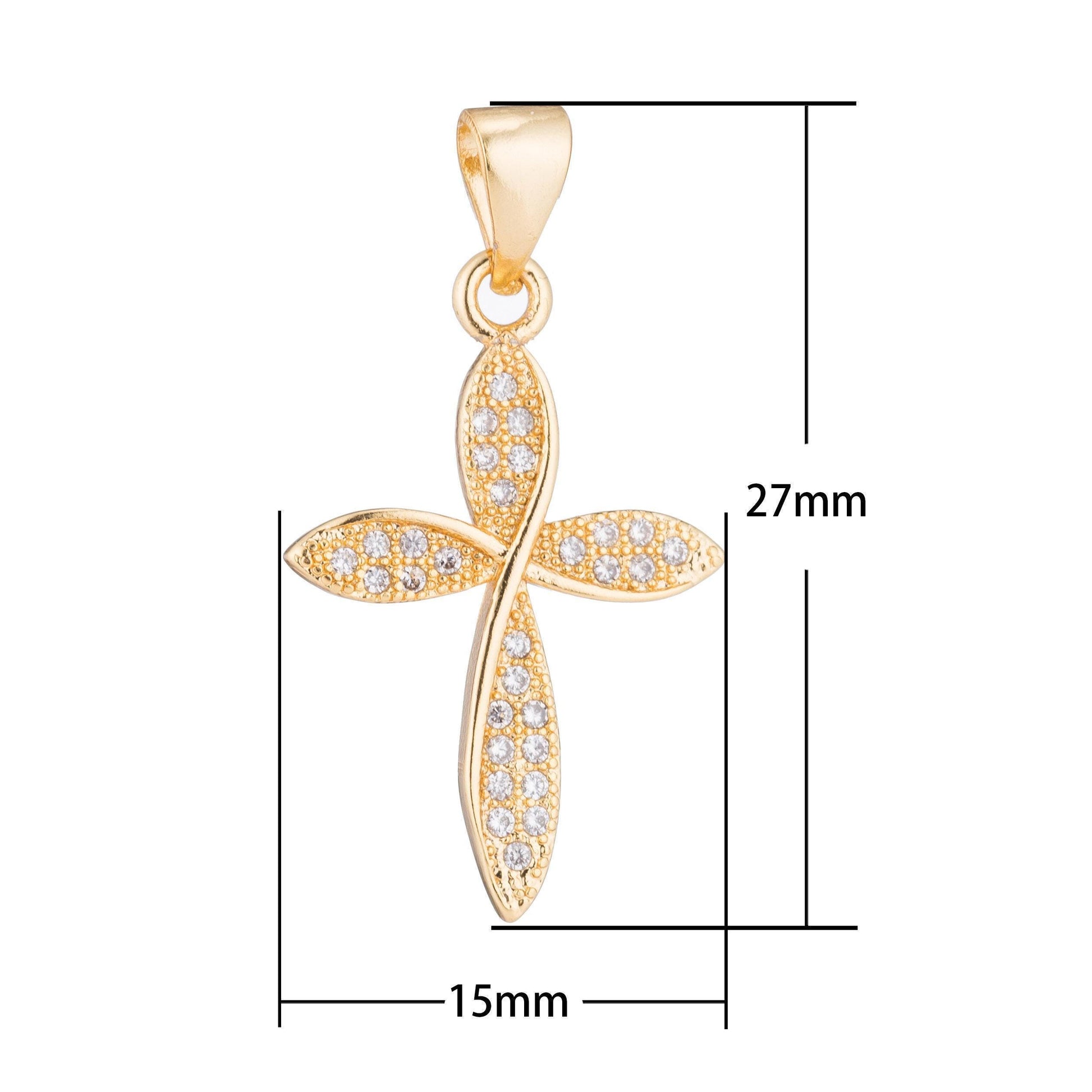 Gold cross, jesus faith swirl love modern simplicity craft cz necklace pendant charm bead bails findings for jewelry making h-361