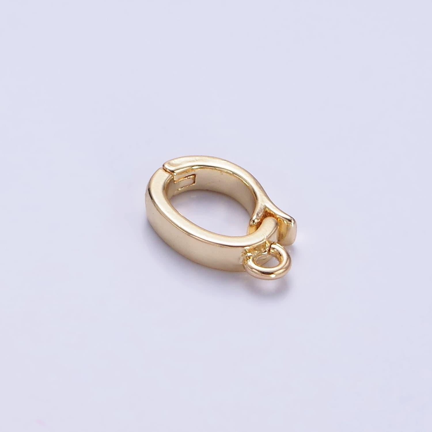 Gold open circle push in clasp with loop finding enhancer, round clasp for charm jewelry making supply l-664