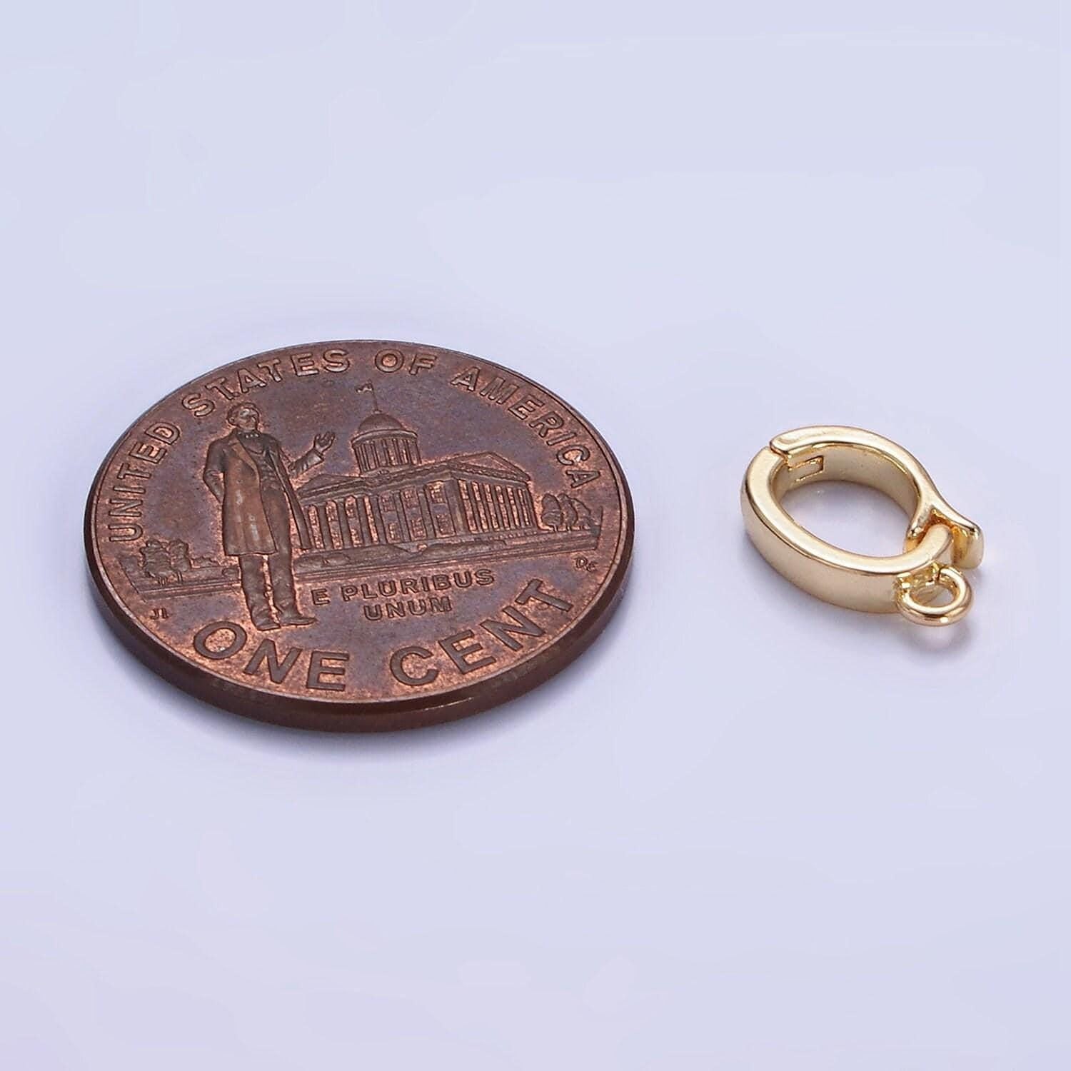 Gold open circle push in clasp with loop finding enhancer, round clasp for charm jewelry making supply l-664