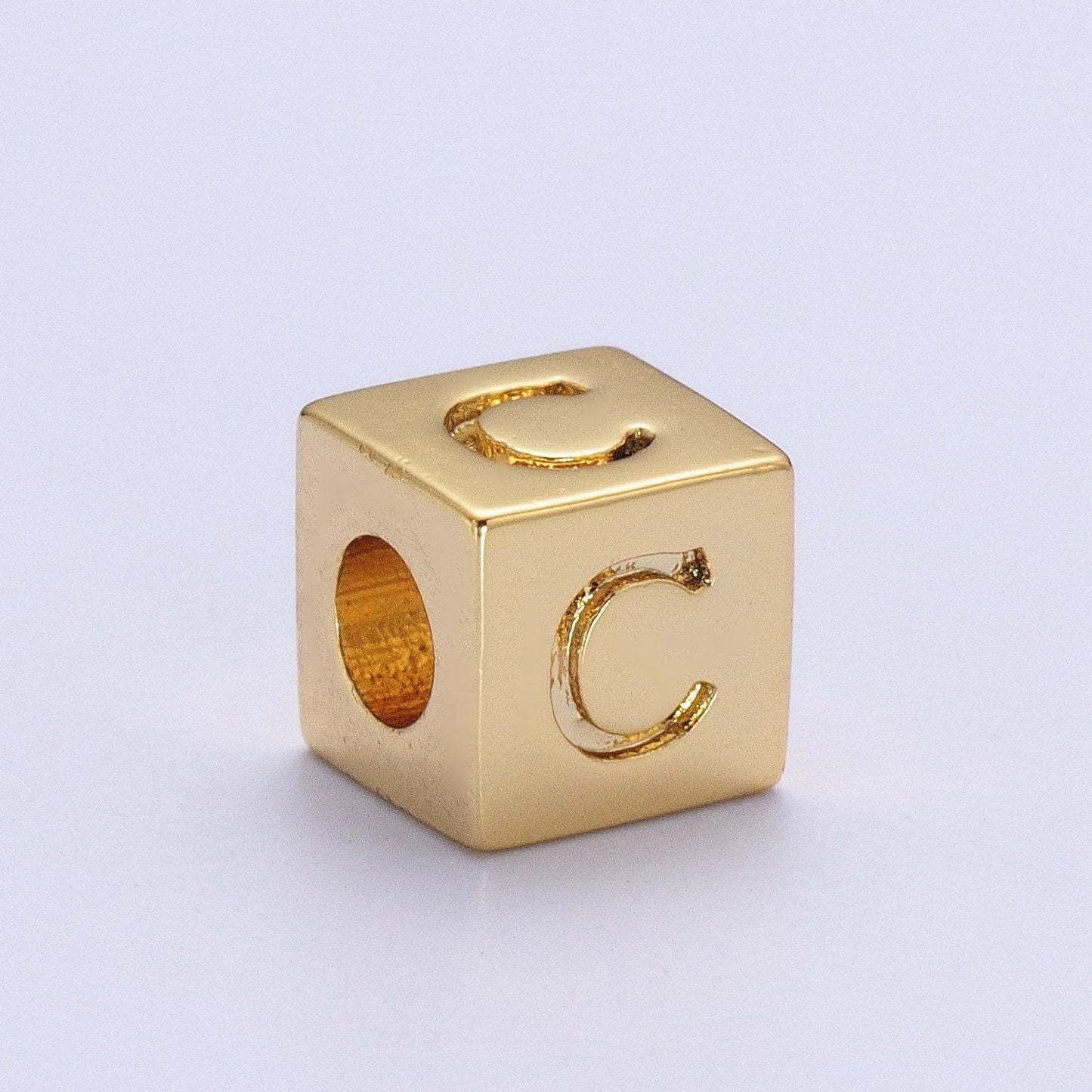 Gold initial letter block charm connector, 6.2mm blocks alphabet pendants, minimalistic initial letter blocks link connector | a1145 - a1157