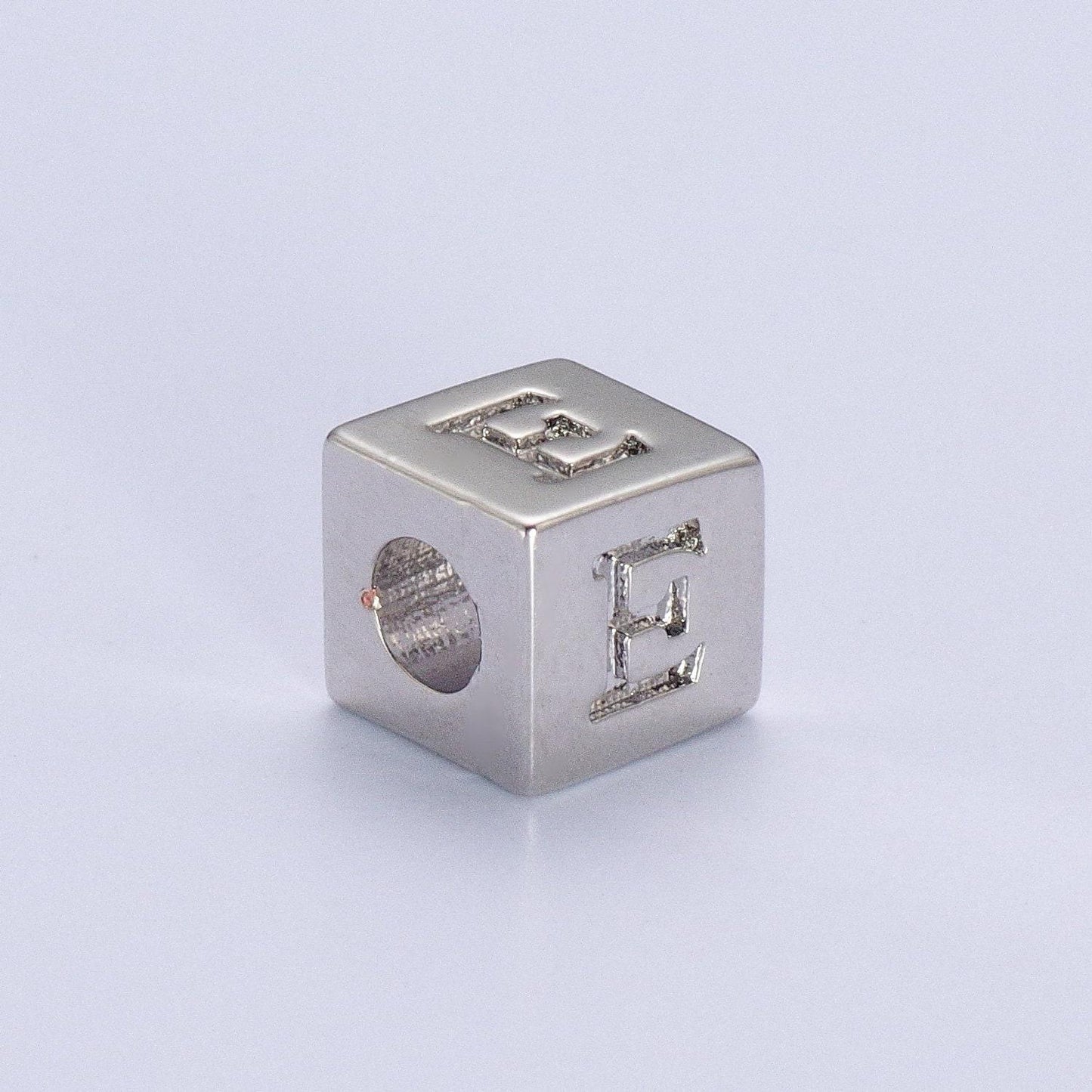 Silver initial letter block charm connector, 6.2mm blocks alphabet pendants, minimalistic initial letter blocks link connector a1158-a1170