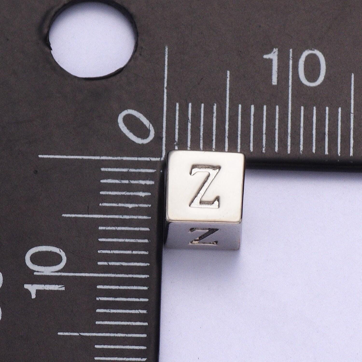 Silver initial letter block charm connector, 6.2mm blocks alphabet pendants, minimalistic initial letter blocks link connector a1158-a1170