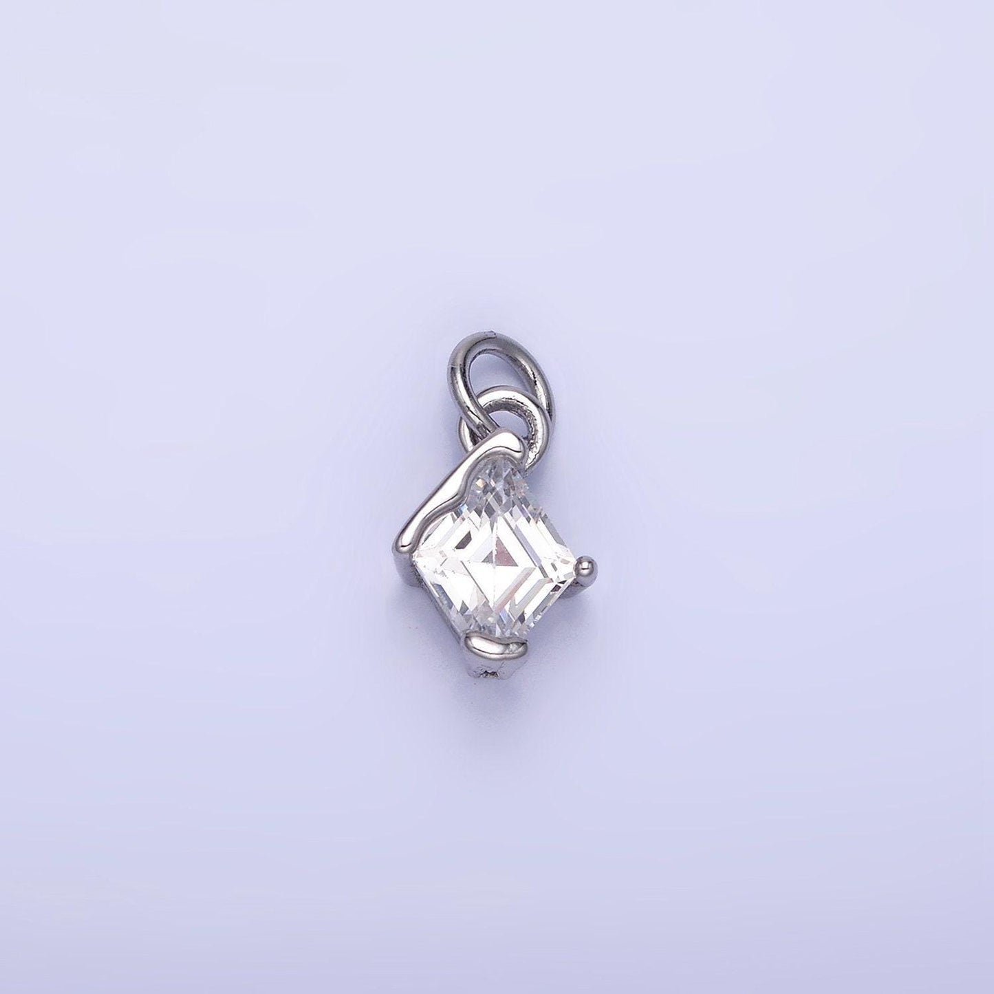 14k gold filled clear cz rhombus molten mini charm in gold & silver | w582