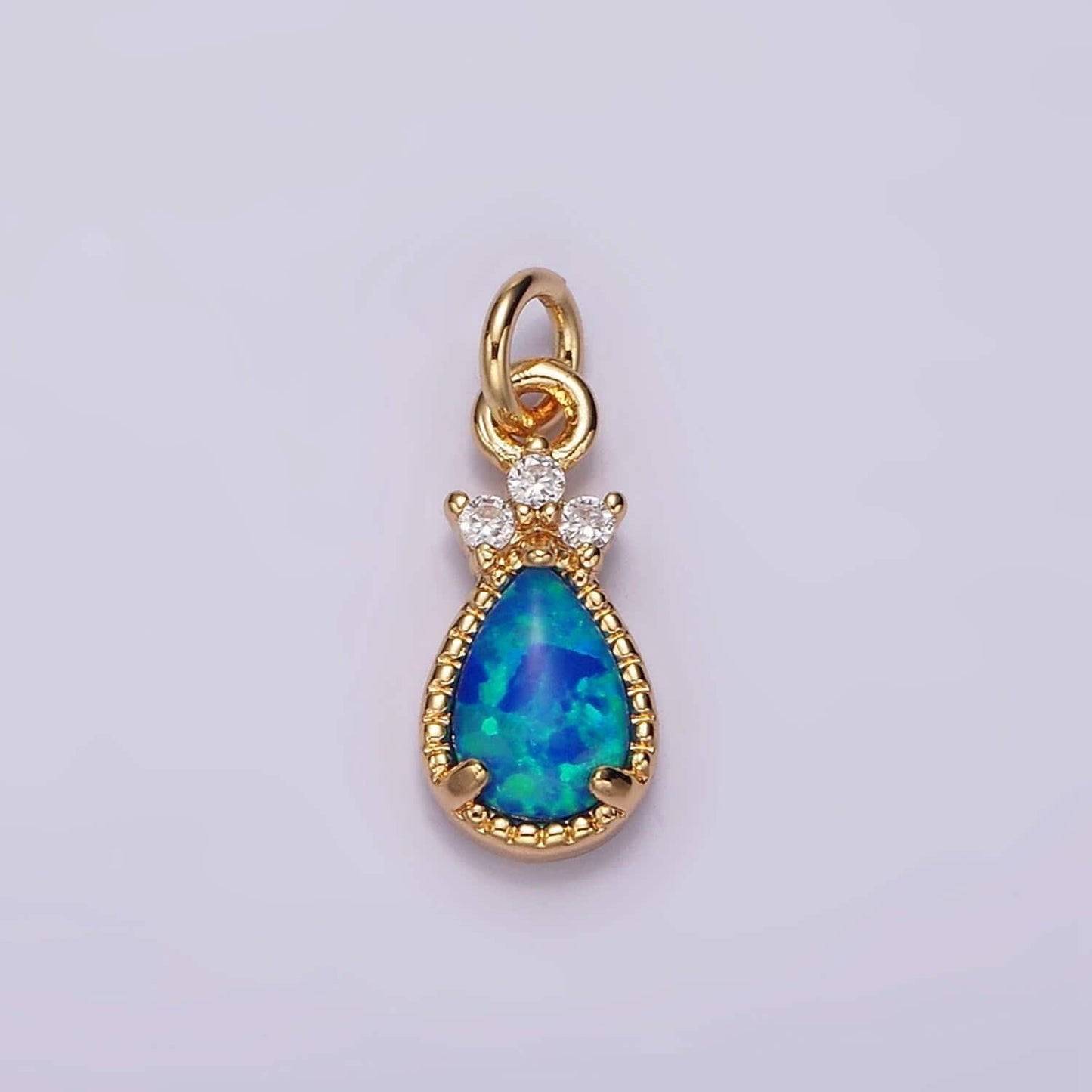 14k gold filled blue opal; teardrop mini add-on charm in gold & silver | ag424 ag425