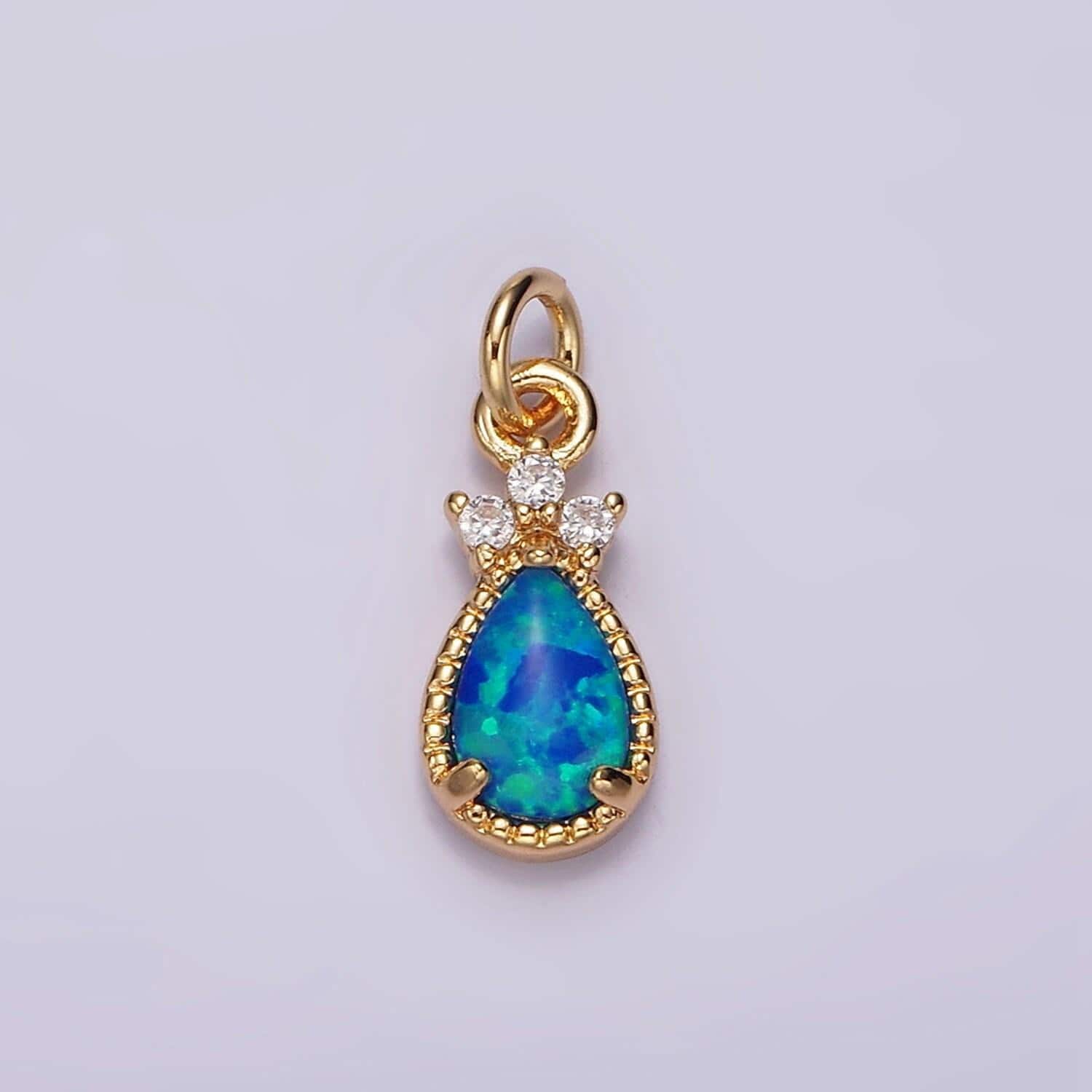 14k gold filled blue opal; teardrop mini add-on charm in gold & silver | ag424 ag425