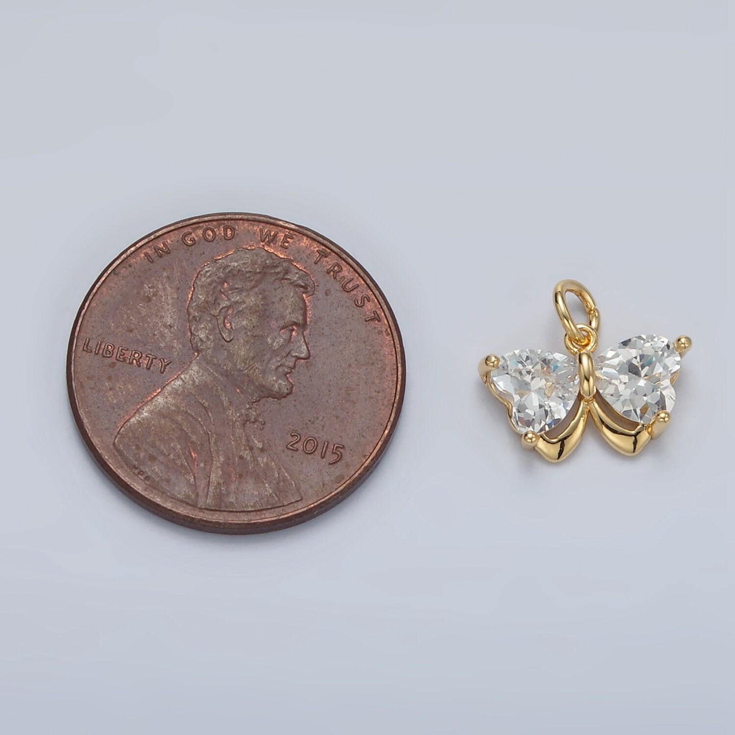 Mini 18k gold filled butterfly charm micro paved mariposa butterfly cz gold silver pendant | m135