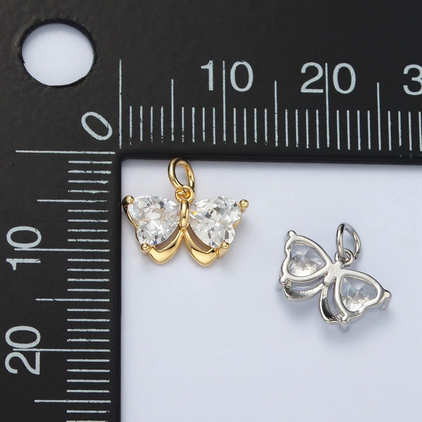Mini 18k gold filled butterfly charm micro paved mariposa butterfly cz gold silver pendant | m135