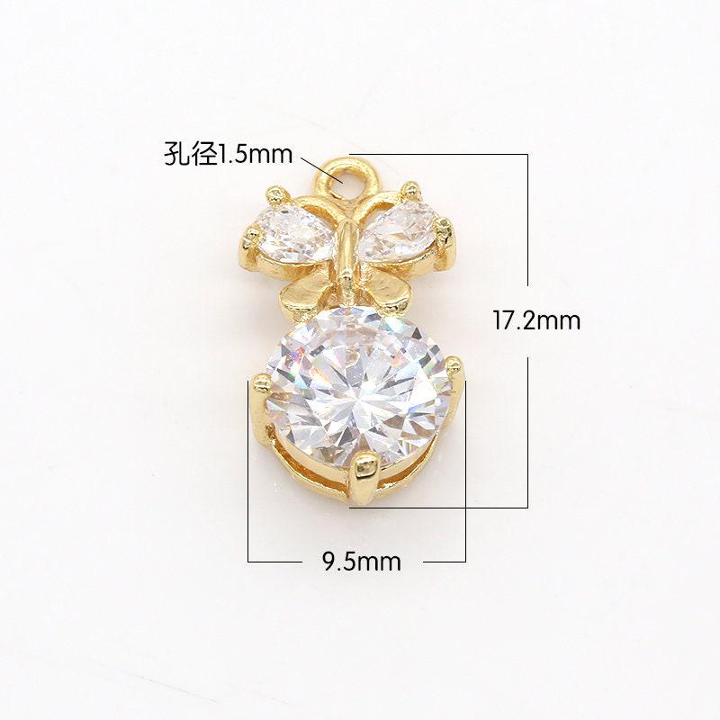 Mini gold butterfly charm cubic frindship charm pendant solitaire dangle for minimalist for bracelet necklace earring supply component -524