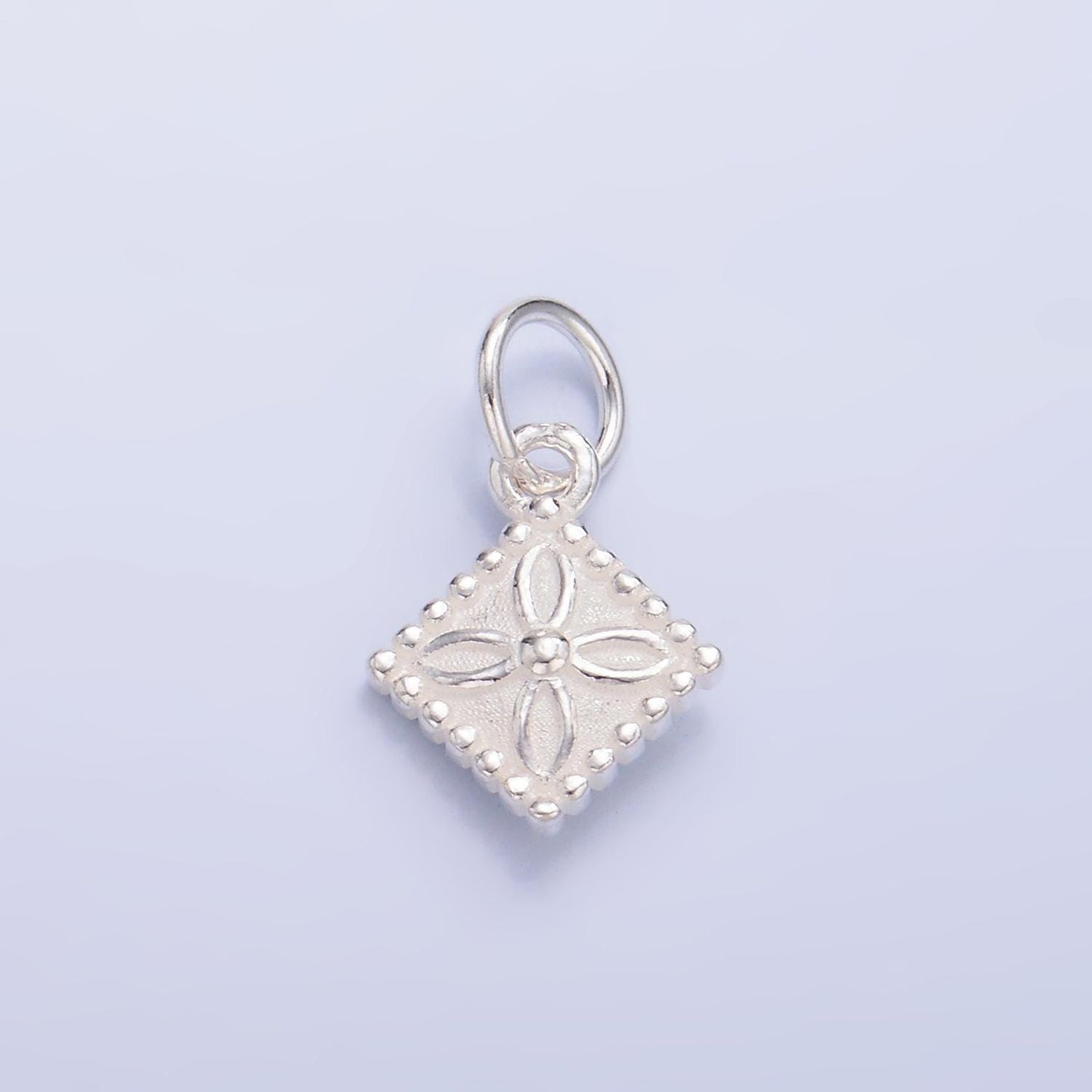 Sterling silver s925 flower rhombus charm monogram jewelry for bracelet necklace earring supply| sl-533