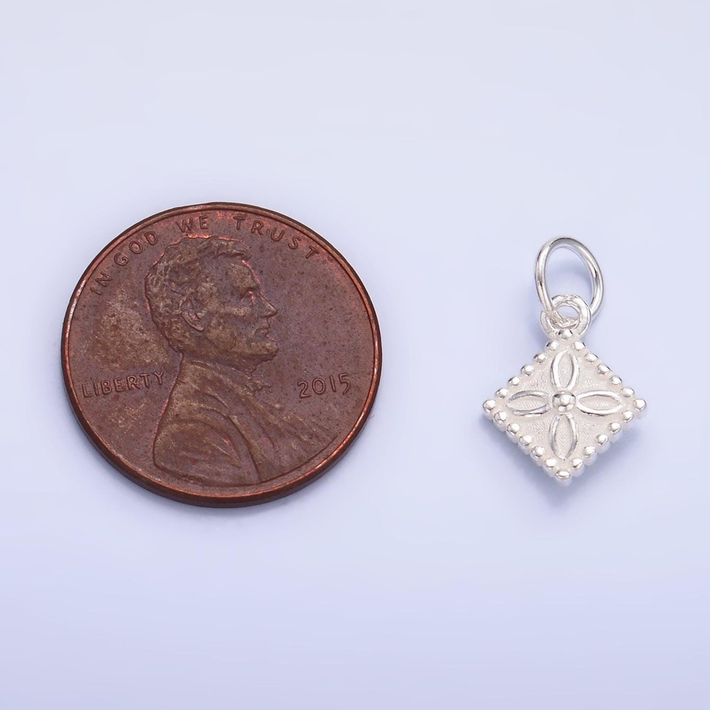 Sterling silver s925 flower rhombus charm monogram jewelry for bracelet necklace earring supply| sl-533