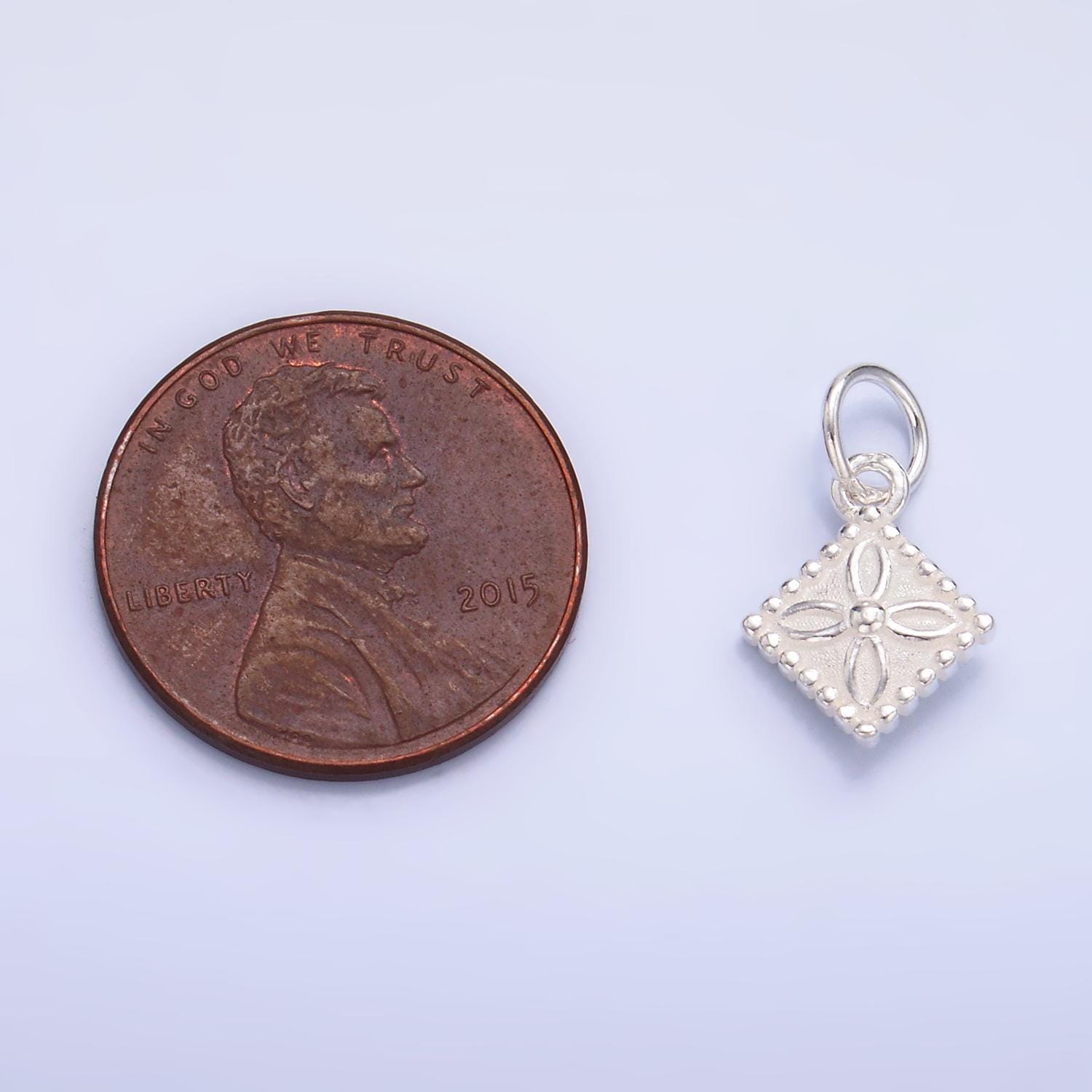 Sterling silver s925 flower rhombus charm monogram jewelry for bracelet necklace earring supply| sl-533