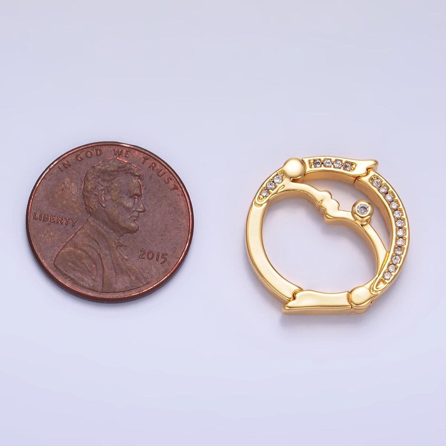 24k gold filled double opening infinity round coin cz enhancer clasps for jewelry making z-1027