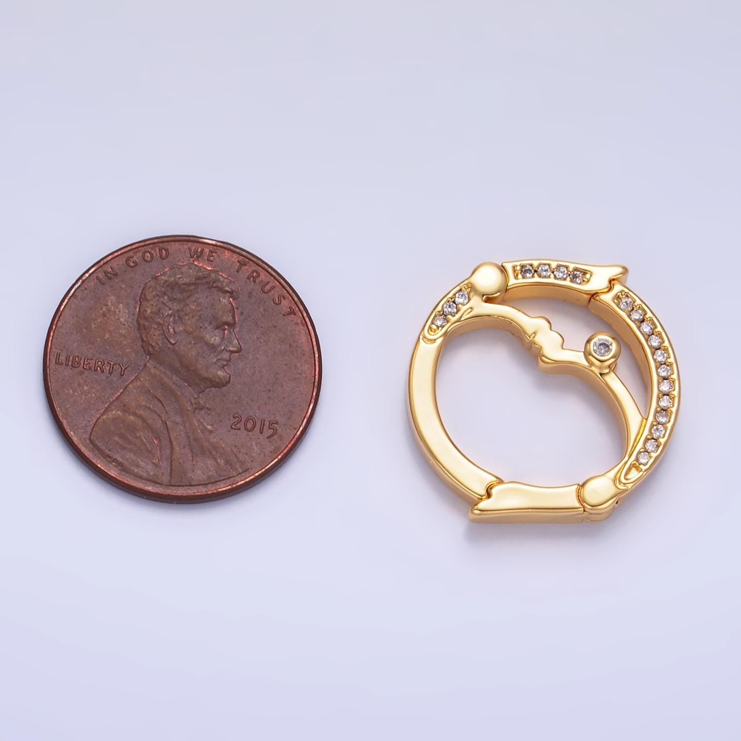 24k gold filled double opening infinity round coin cz enhancer clasps for jewelry making z-1027