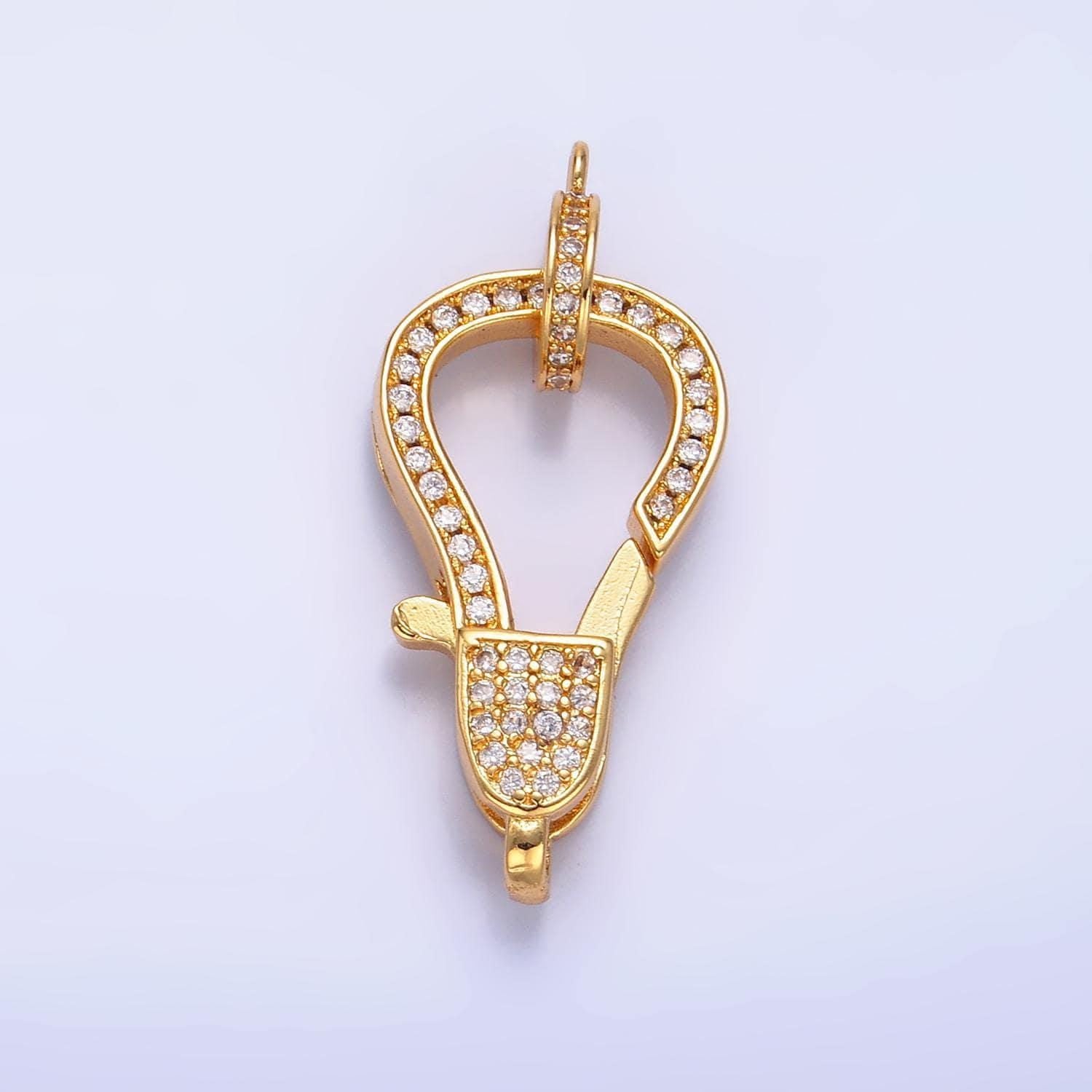 Cz gold filled clear micro pave lobster claw clasp cubic lobster clasp necklace enhancer z-1028