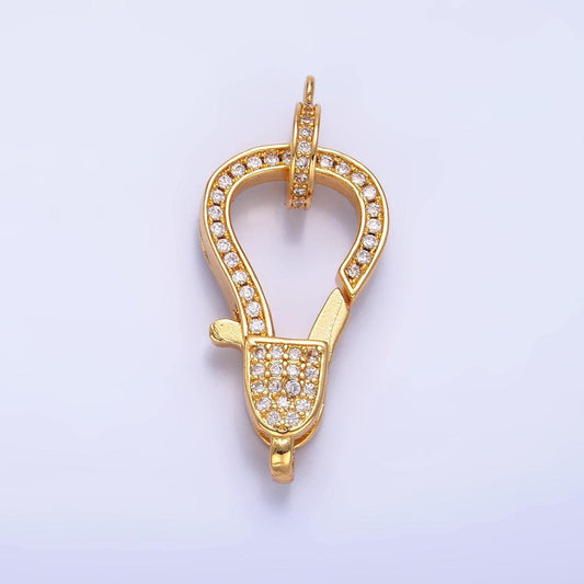 Cz gold filled clear micro pave lobster claw clasp cubic lobster clasp necklace enhancer z-1028
