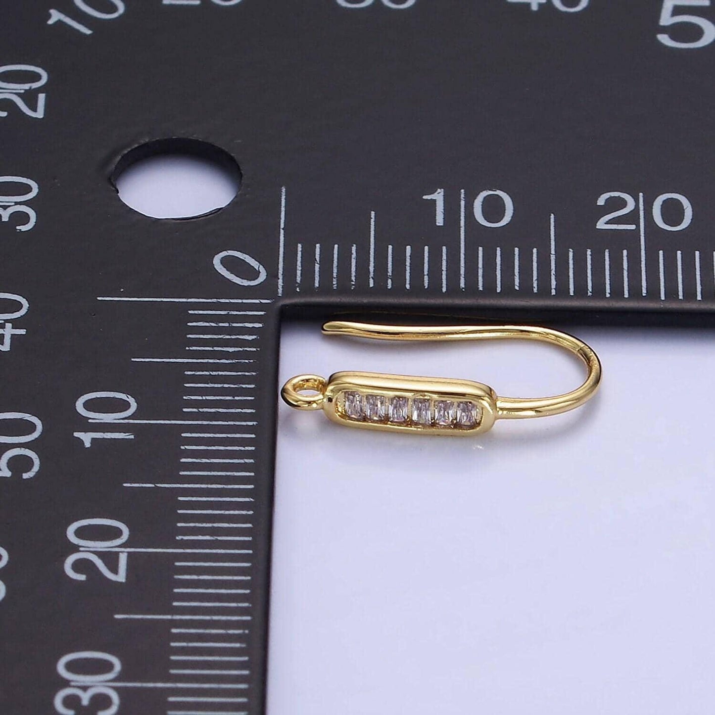 14k gold filled baguette lined fish hook earrings findings in gold & silver | z-747 z-748