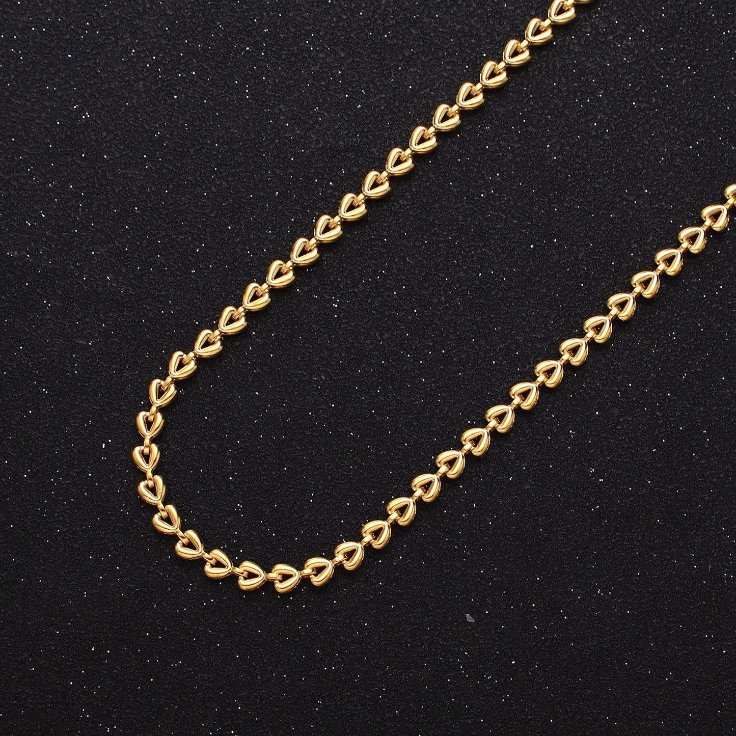 Dainty baby heart link unfinished chain 3.9mm 24k gold filled chain by yard for handmade jewelry making supply | roll-1323