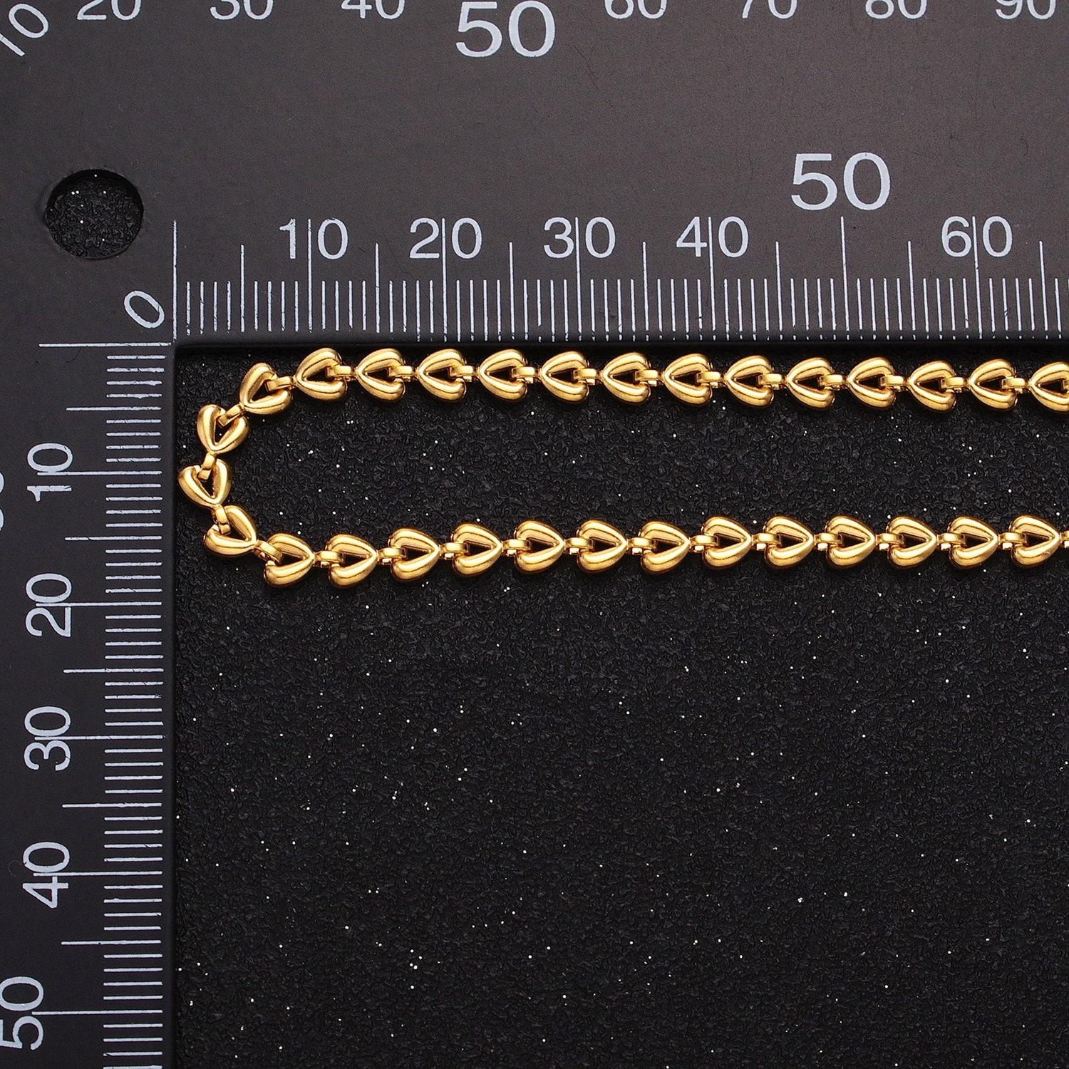 Dainty baby heart link unfinished chain 3.9mm 24k gold filled chain by yard for handmade jewelry making supply | roll-1323