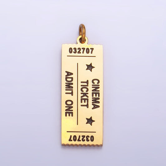 Double sided gold movie tickets charm stainless steel cinema theater show tickets for bracelet necklace charm supply p1264