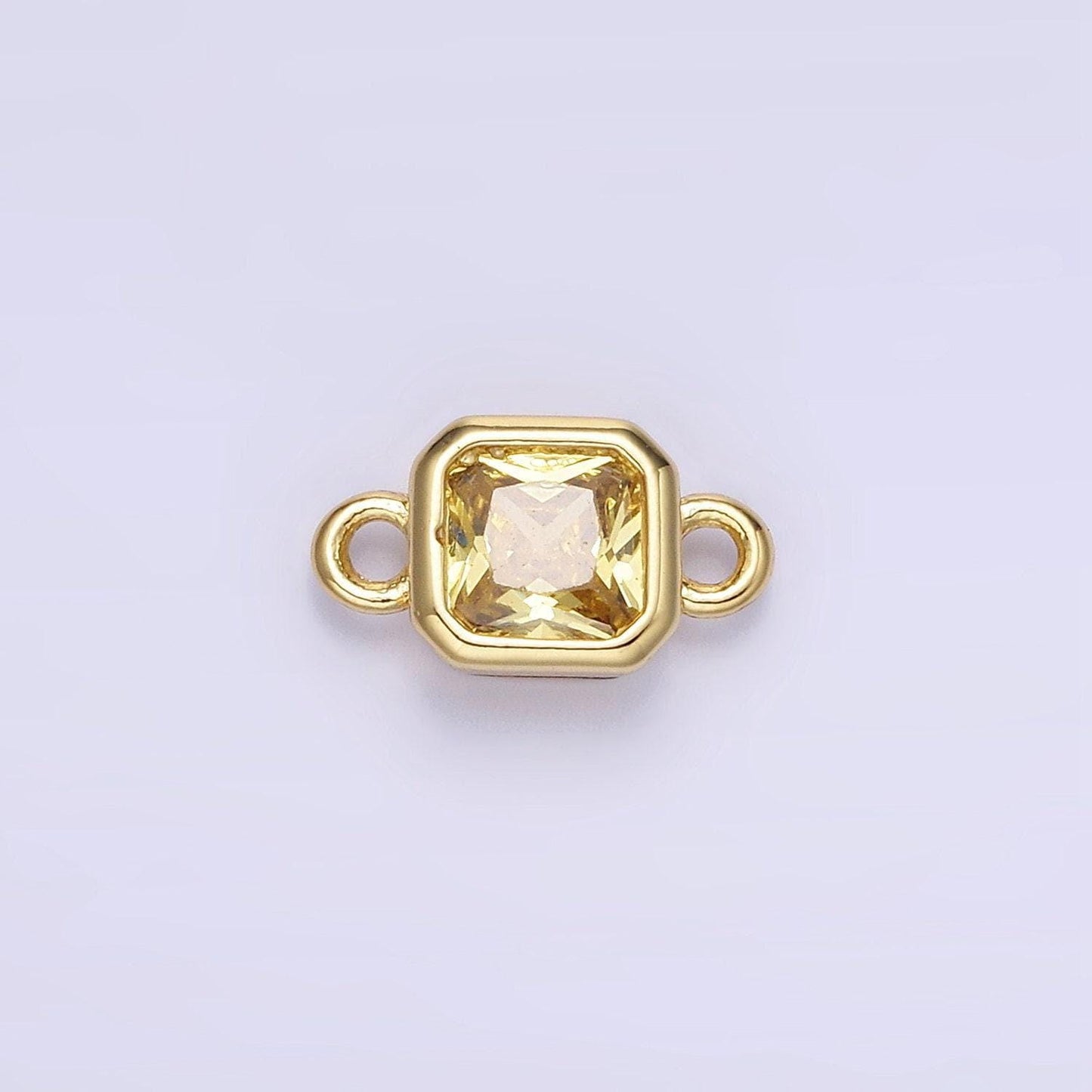Bezel connector, cz edged square in gold | g472--483