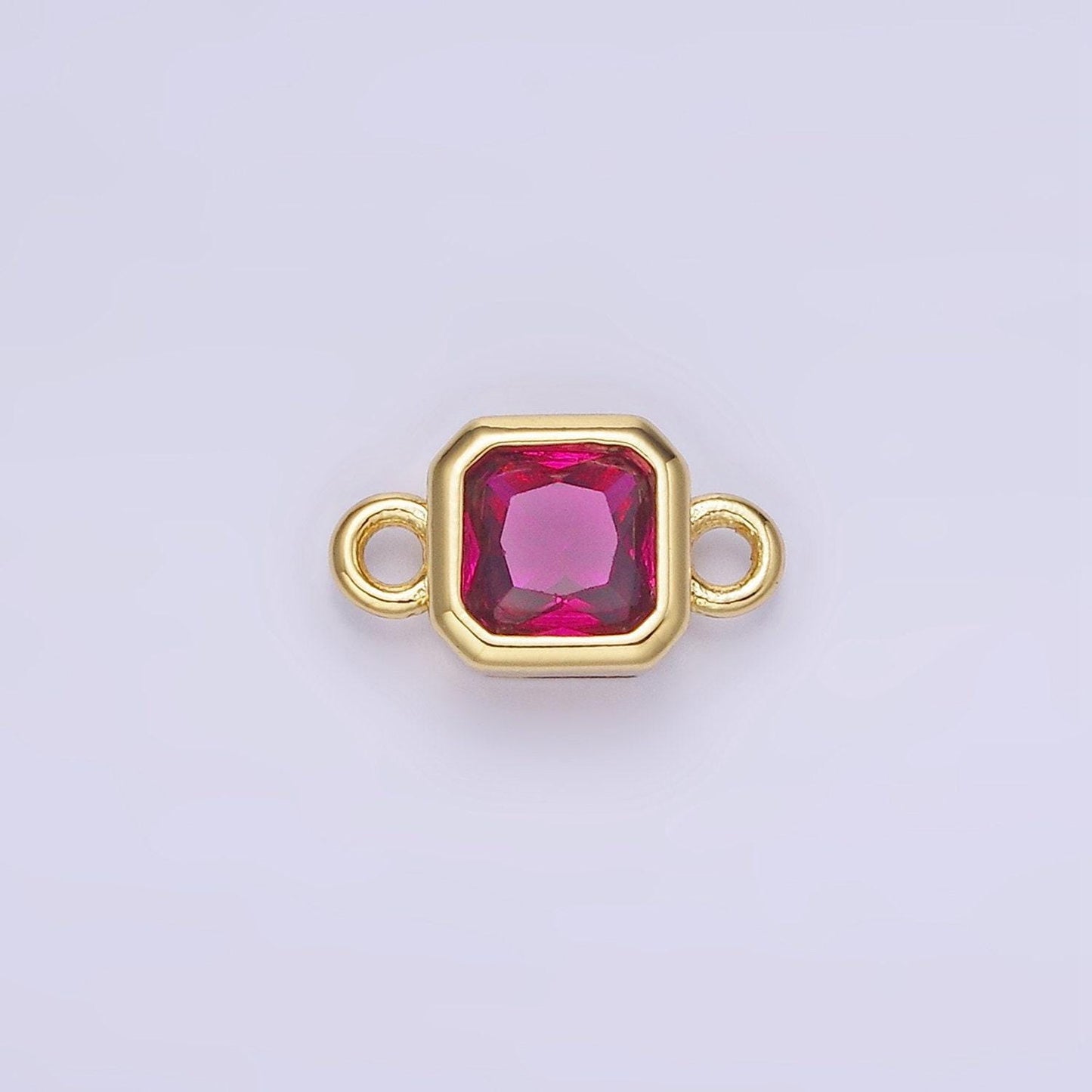 Bezel connector, cz edged square in gold | g472--483
