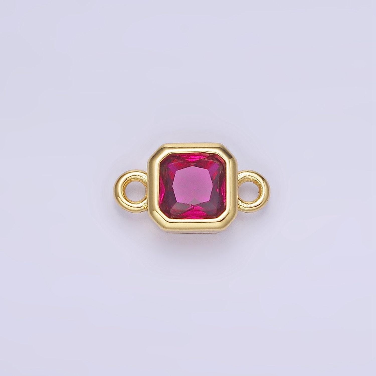 Bezel connector, cz edged square in gold | g472--483