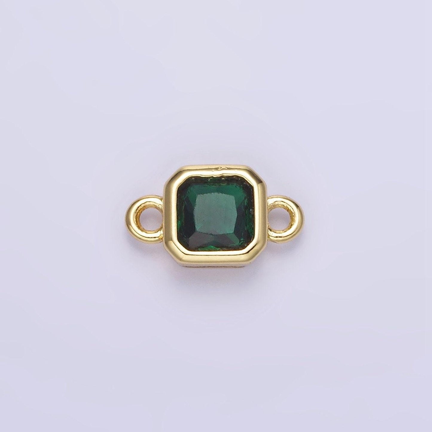 Bezel connector, cz edged square in gold | g472--483