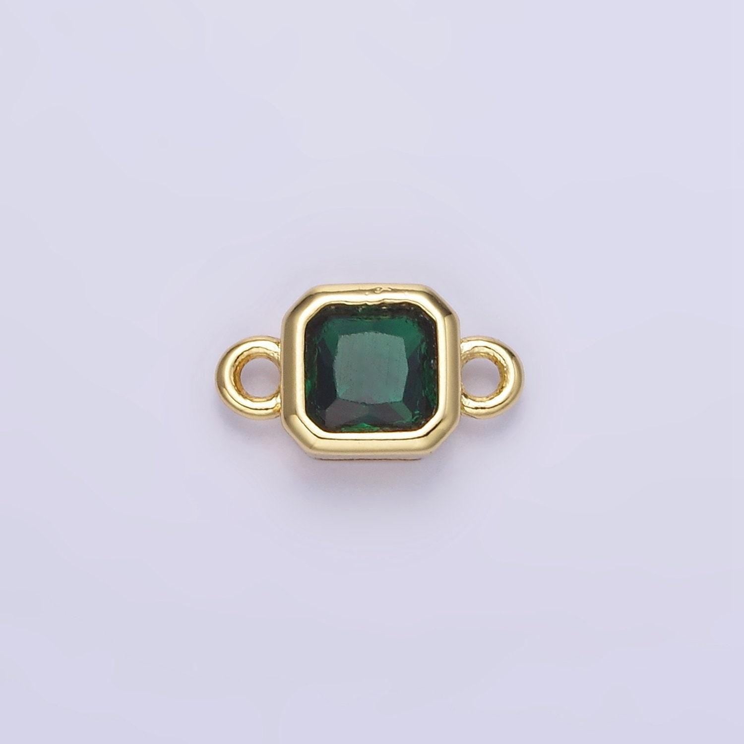 Bezel connector, cz edged square in gold | g472--483