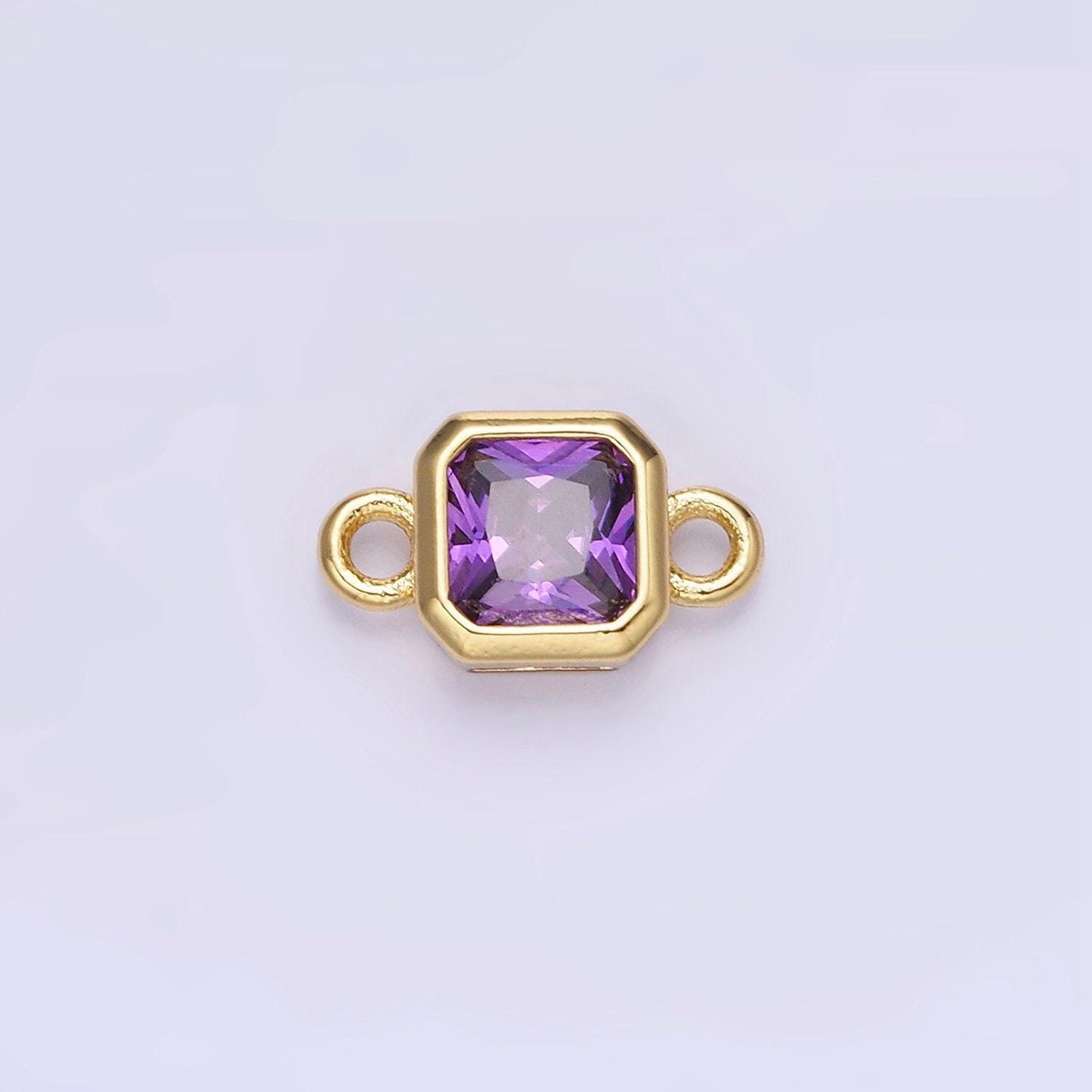 Bezel connector, cz edged square in gold | g472--483