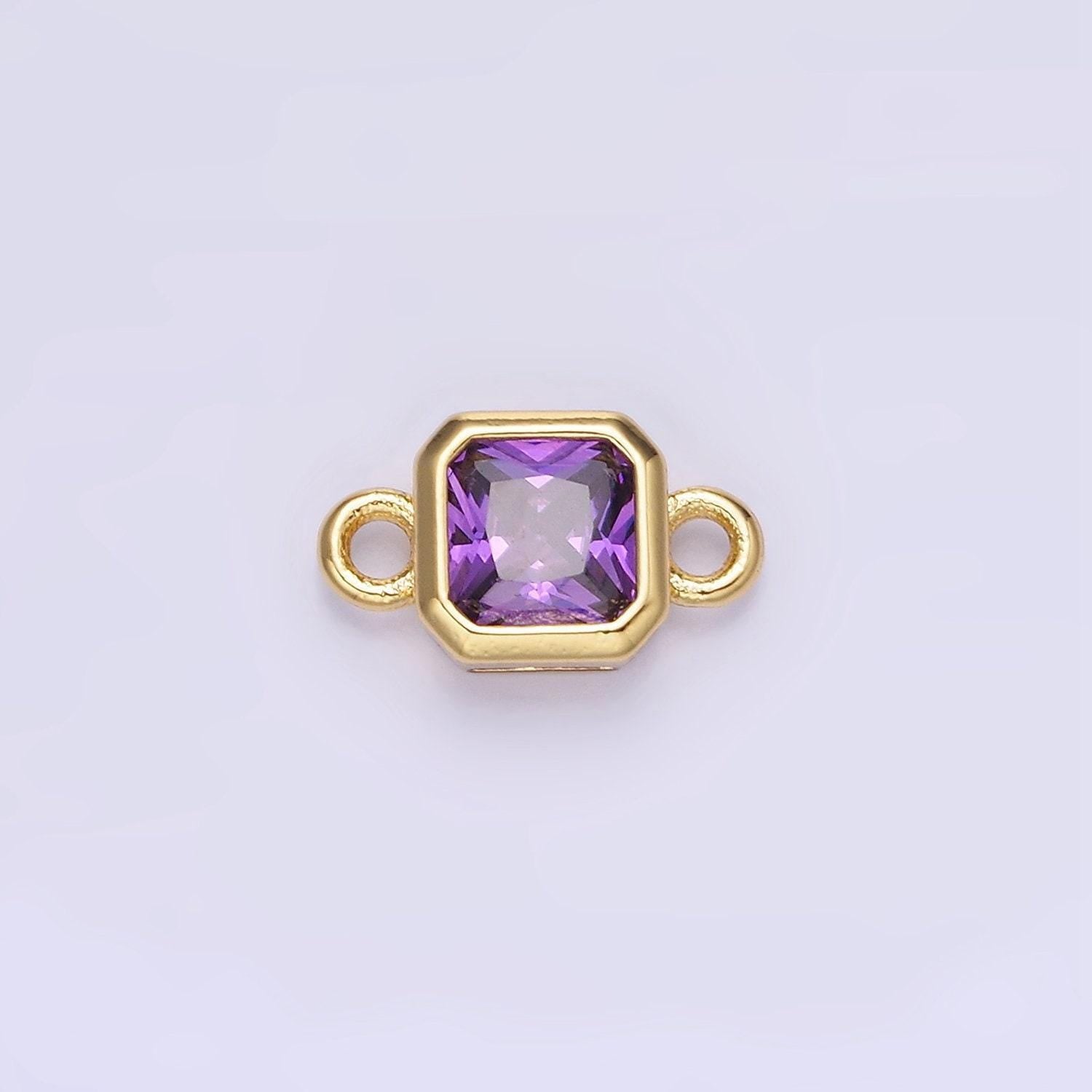 Bezel connector, cz edged square in gold | g472--483