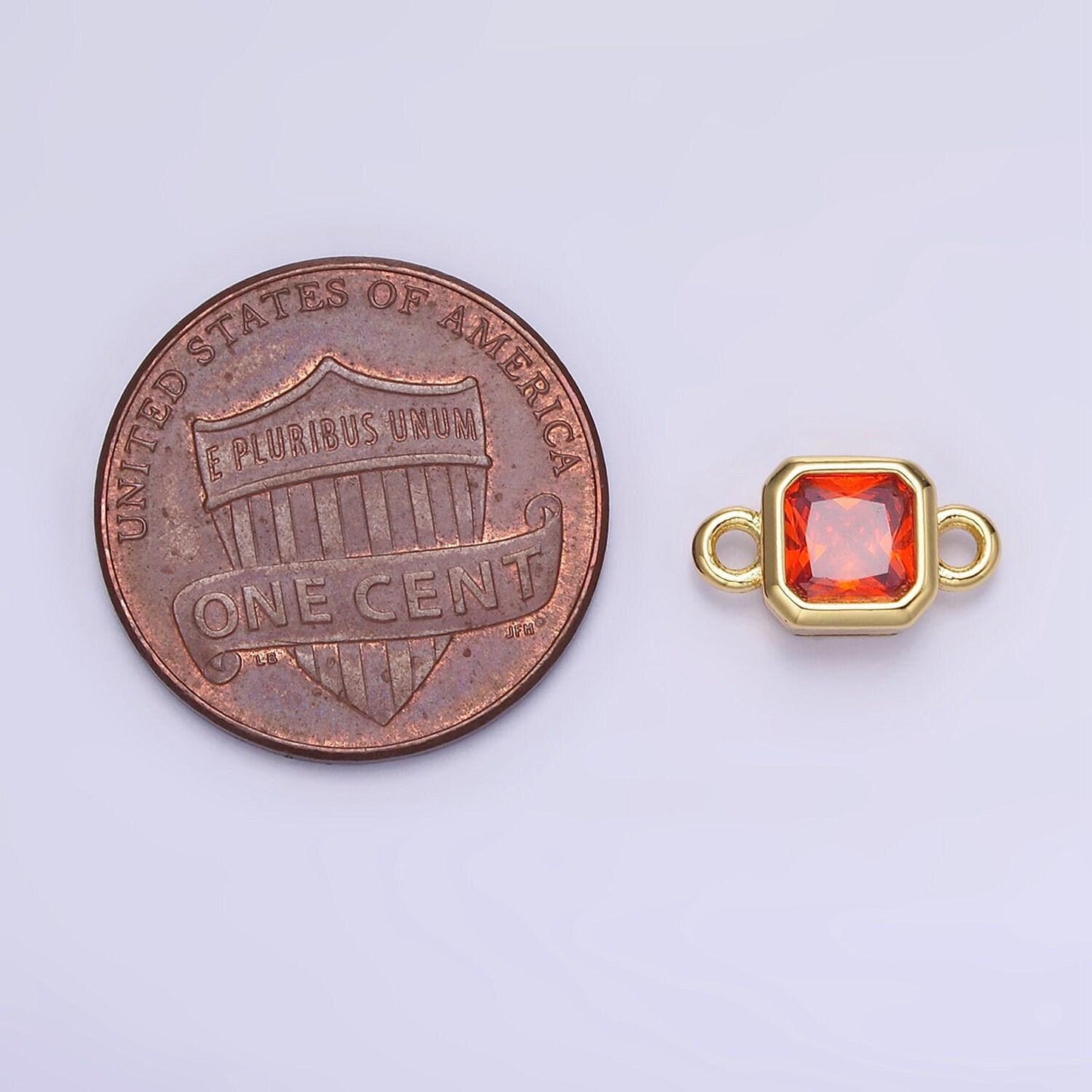 Bezel connector, cz edged square in gold | g472--483
