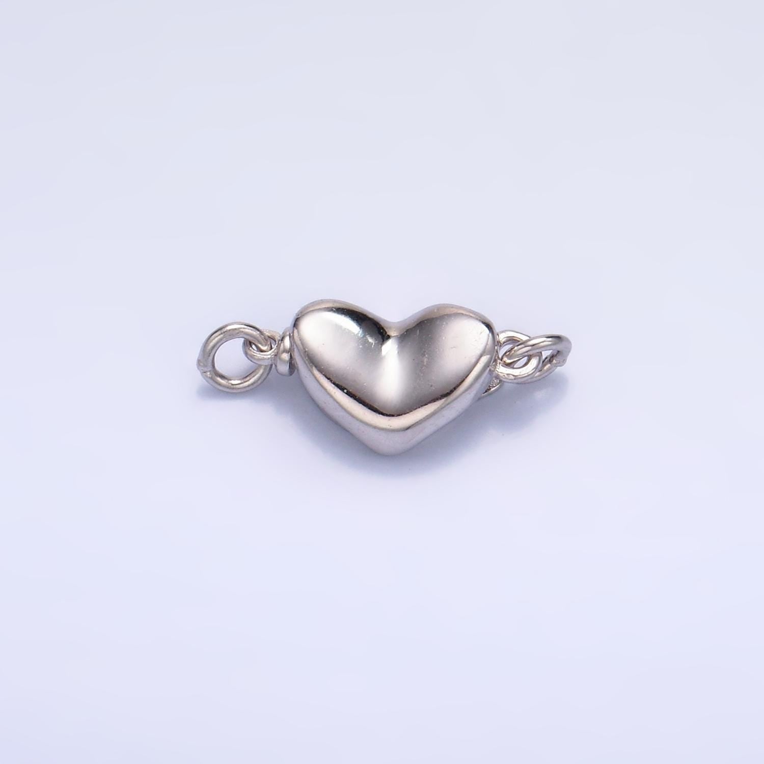 S925 sterling silver heart clasp, push in clasp, push in box clasp connector with ring heart shape clasp, simple clasp connector sl547