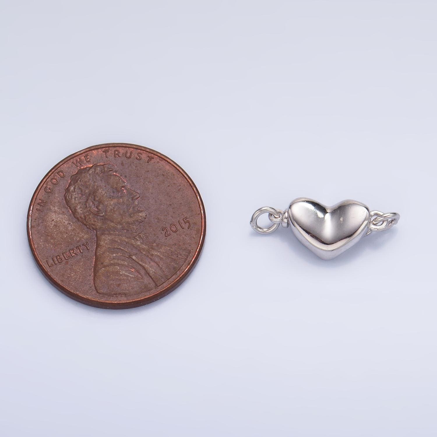 S925 sterling silver heart clasp, push in clasp, push in box clasp connector with ring heart shape clasp, simple clasp connector sl547