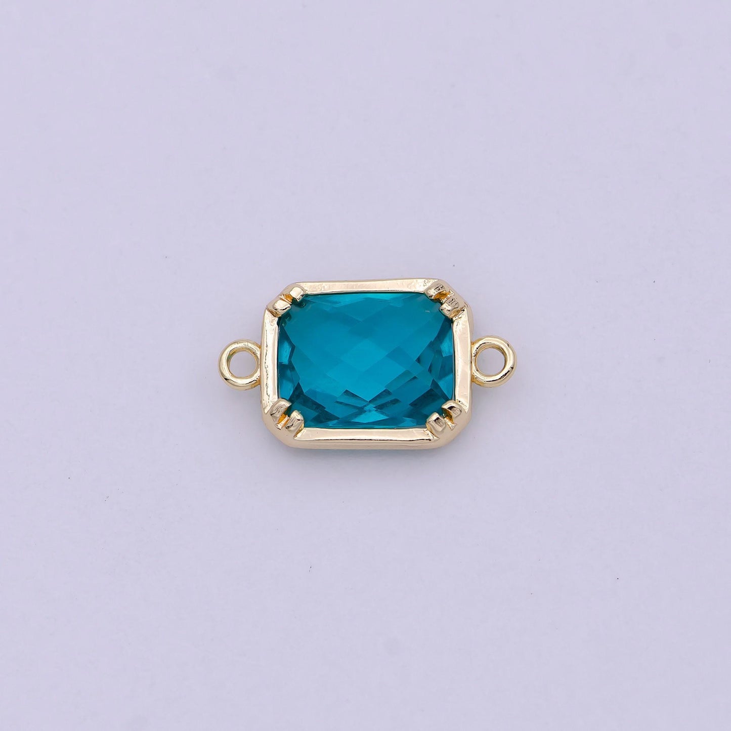 1x blue / clear cubic mini gold rectangle charm connector for bracelet necklace earring component two hole charm