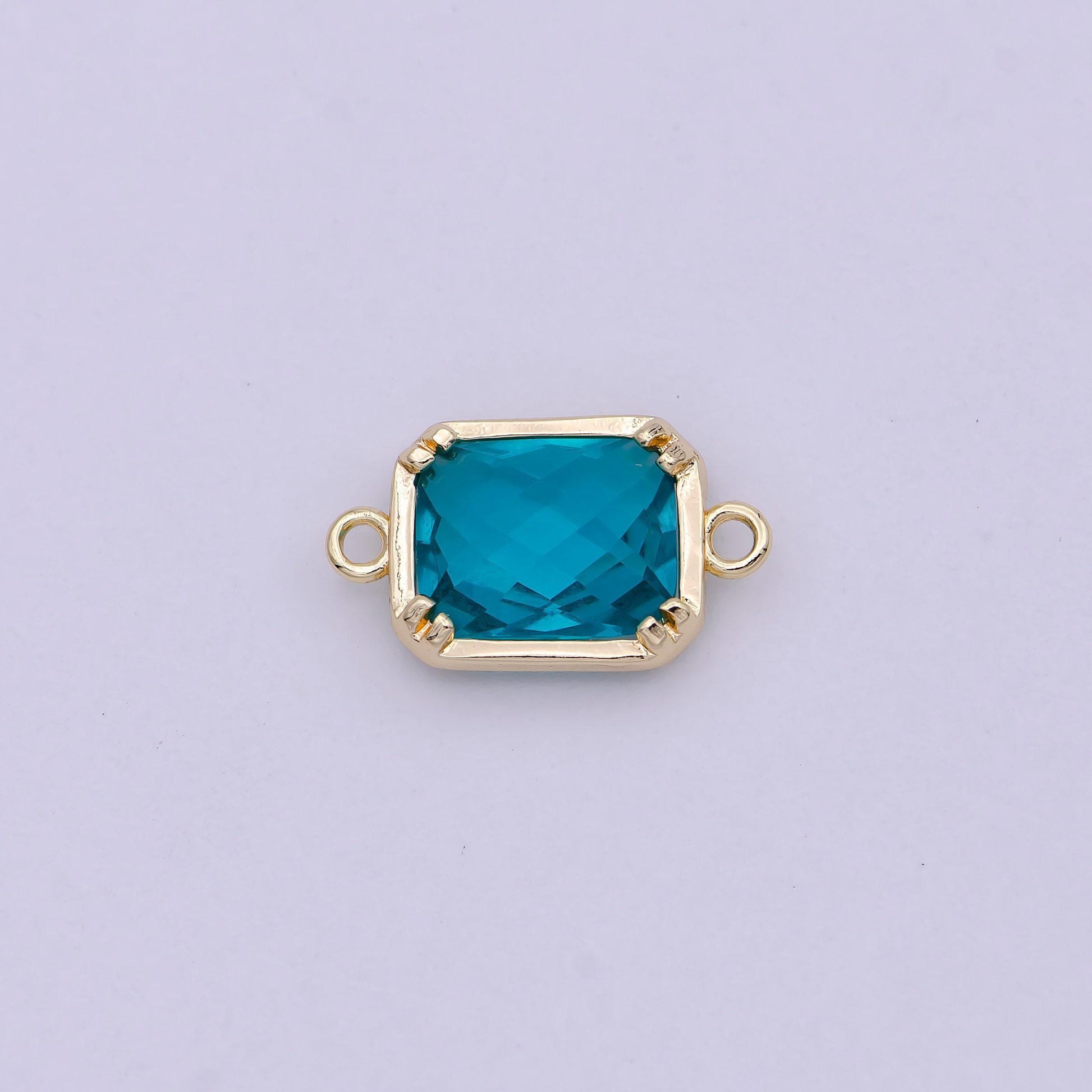 1x blue / clear cubic mini gold rectangle charm connector for bracelet necklace earring component two hole charm