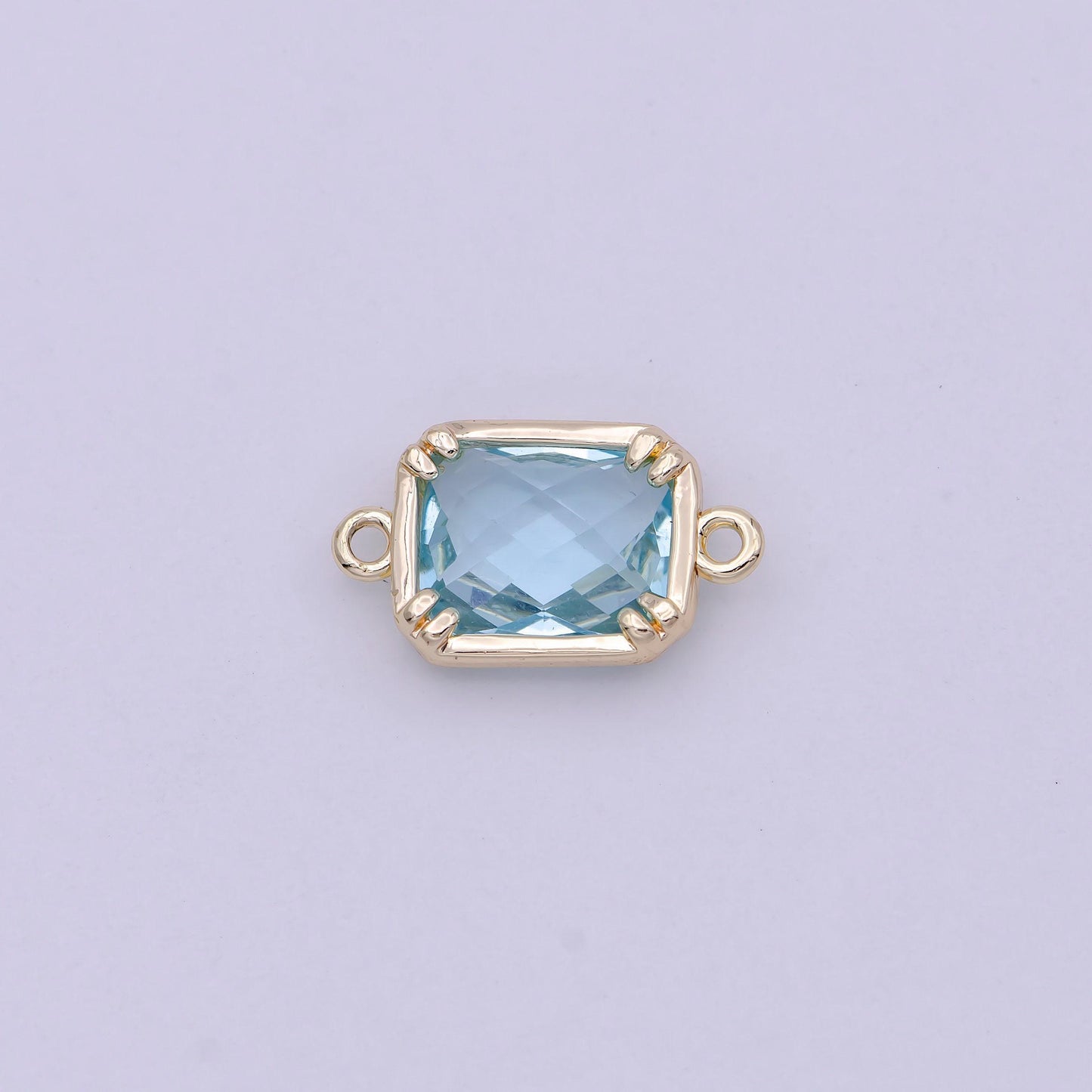 1x blue / clear cubic mini gold rectangle charm connector for bracelet necklace earring component two hole charm