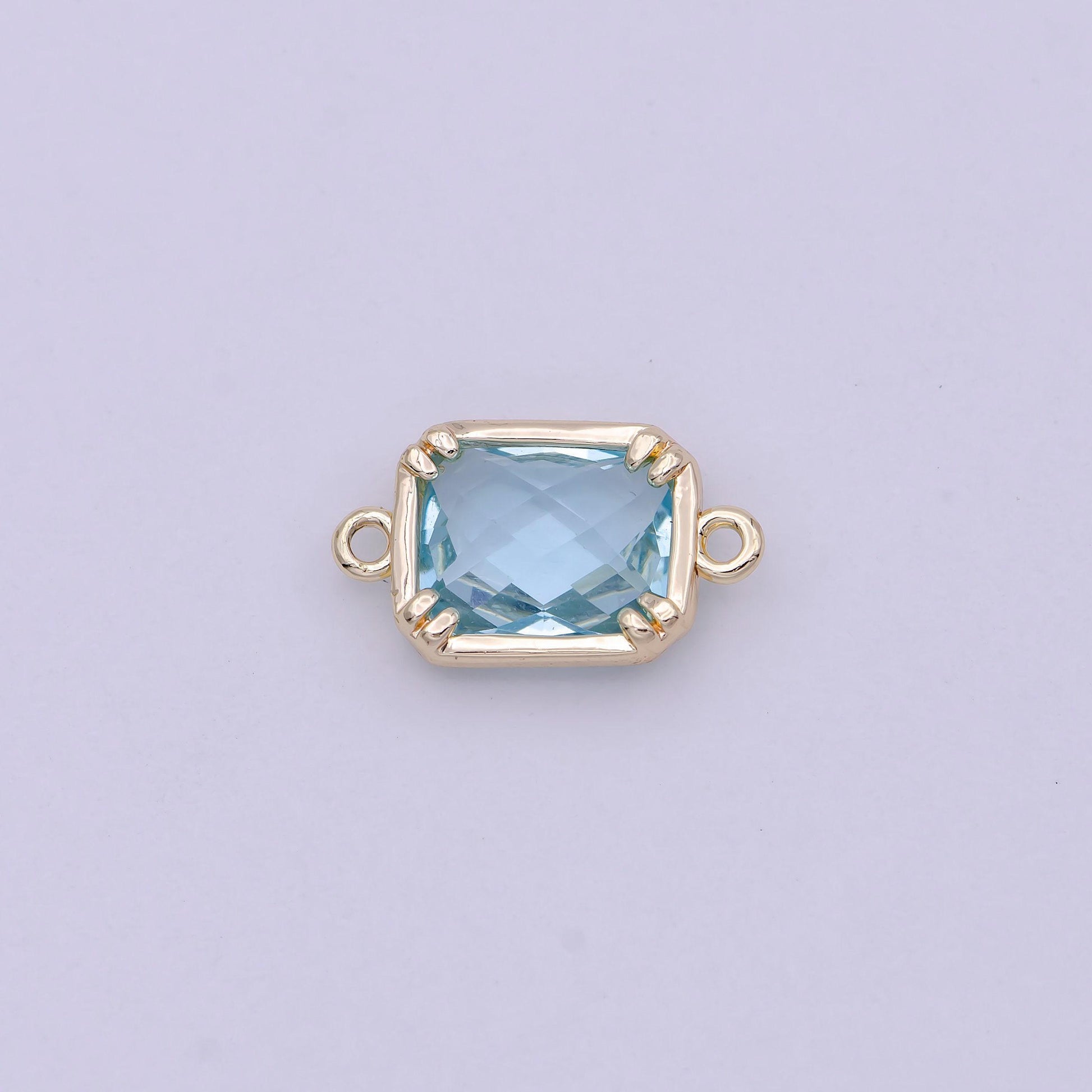1x blue / clear cubic mini gold rectangle charm connector for bracelet necklace earring component two hole charm