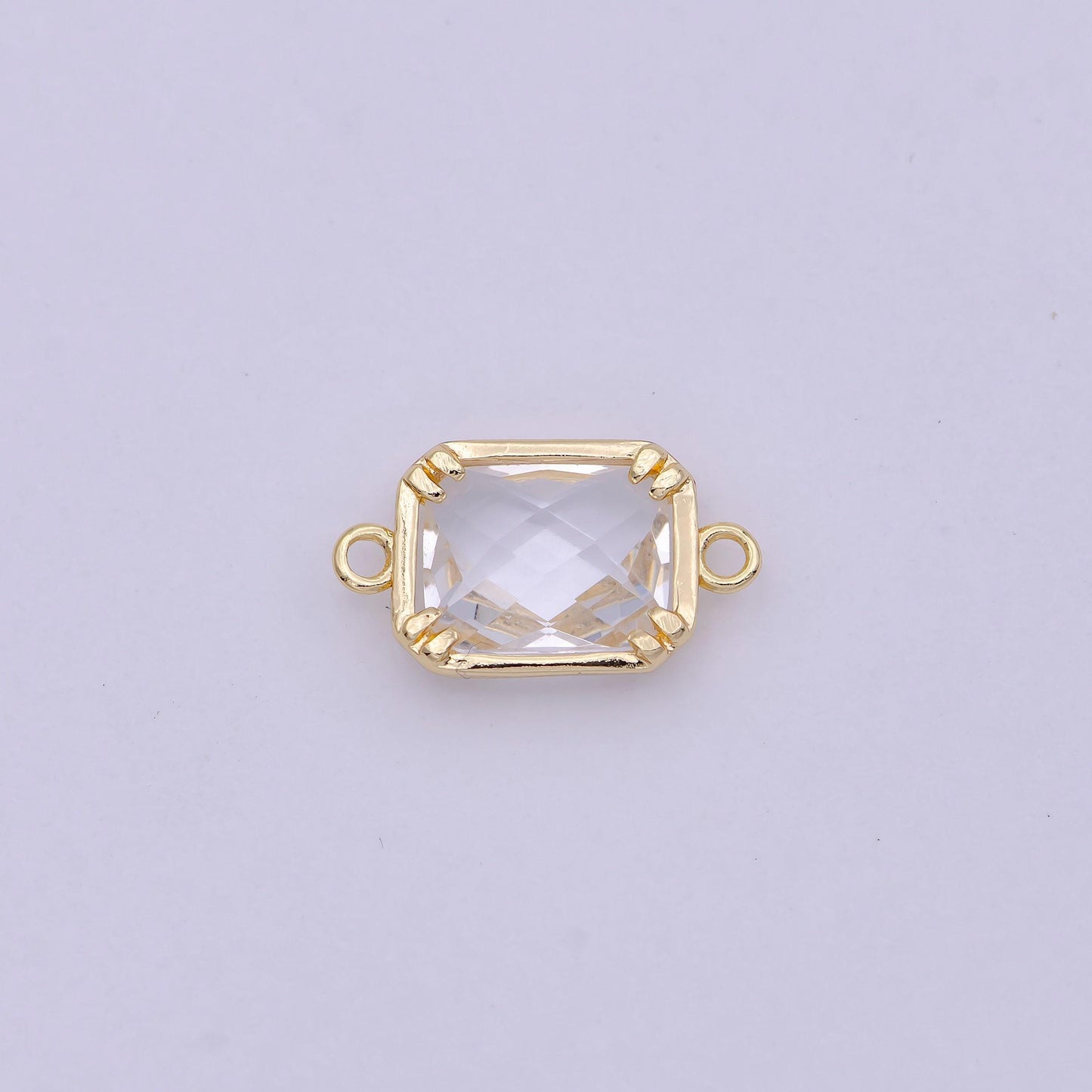 1x blue / clear cubic mini gold rectangle charm connector for bracelet necklace earring component two hole charm