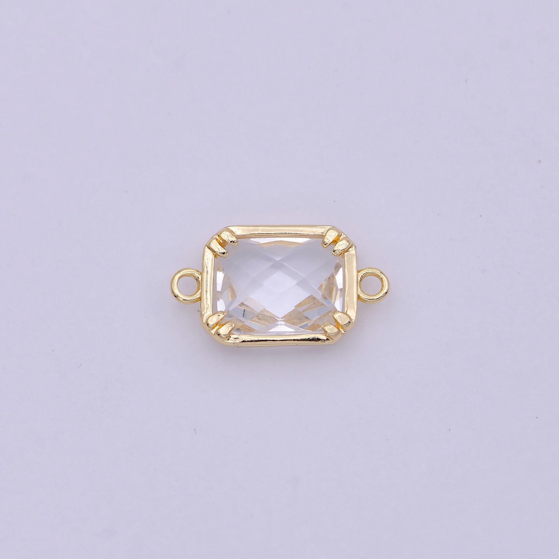 1x blue / clear cubic mini gold rectangle charm connector for bracelet necklace earring component two hole charm
