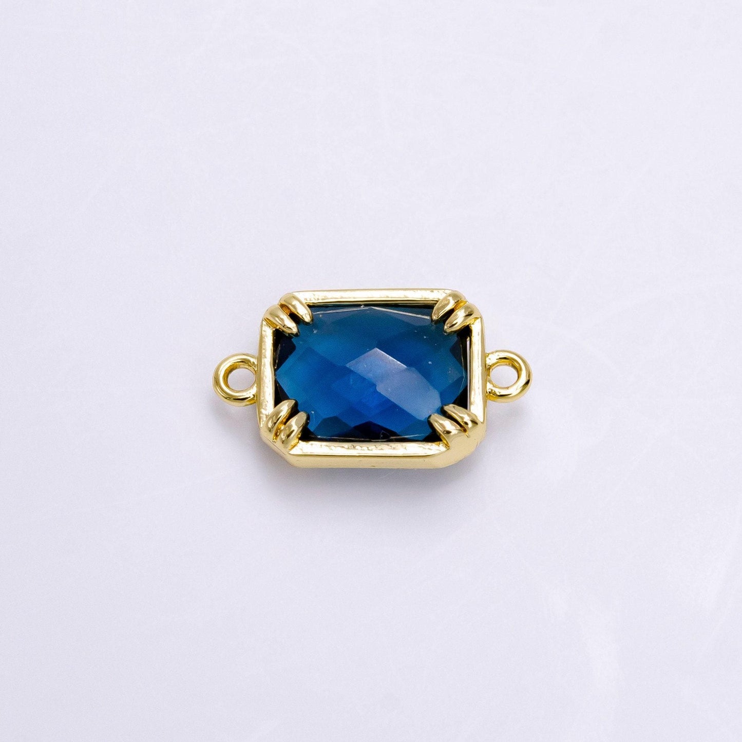 1x blue / clear cubic mini gold rectangle charm connector for bracelet necklace earring component two hole charm