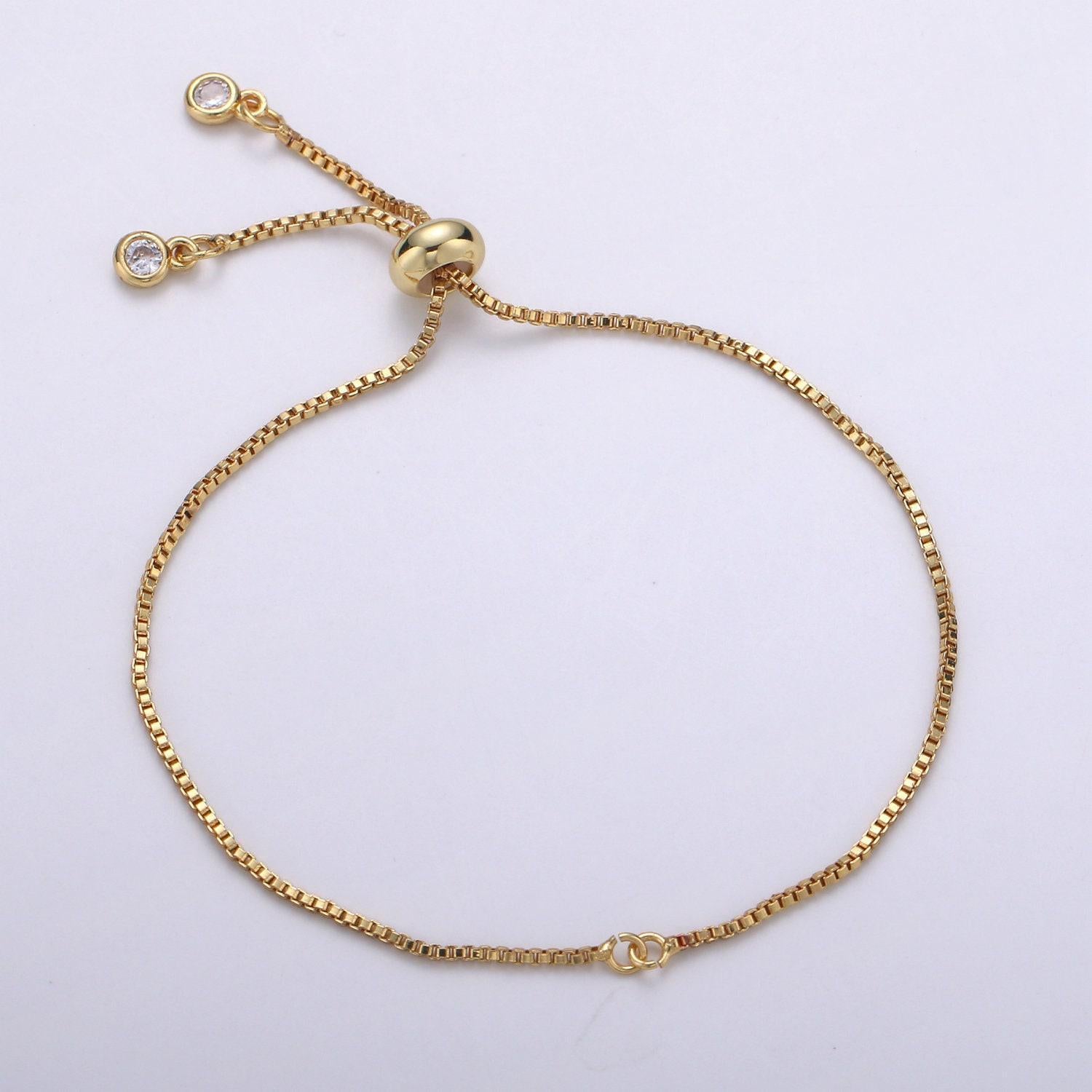 1pc.adjustble bracelet jumpring charm ready 24k gold box rolo cable, gold, black, silver, rosegold bracelet-supp 1080, 1081,1082,1088