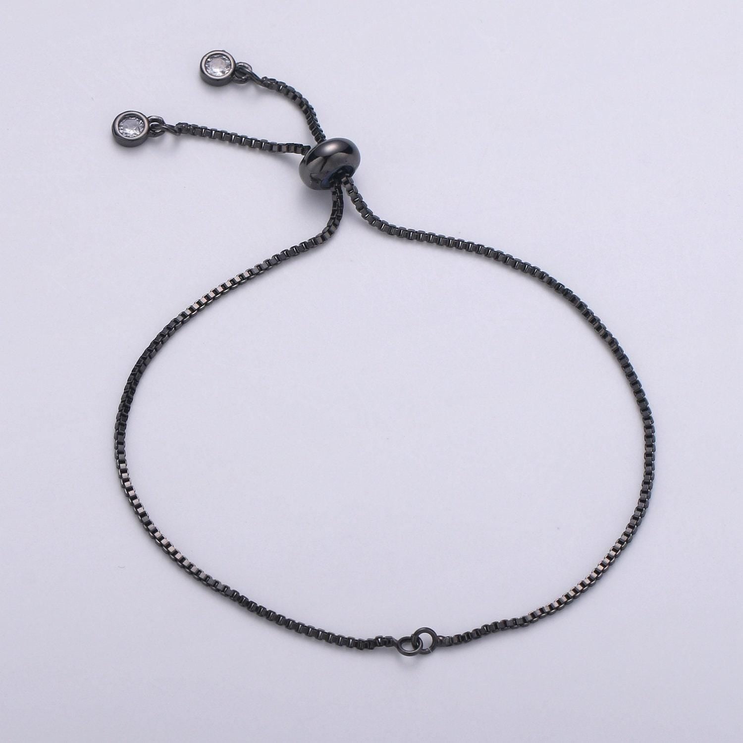 1pc.adjustble bracelet jumpring charm ready 24k gold box rolo cable, gold, black, silver, rosegold bracelet-supp 1080, 1081,1082,1088