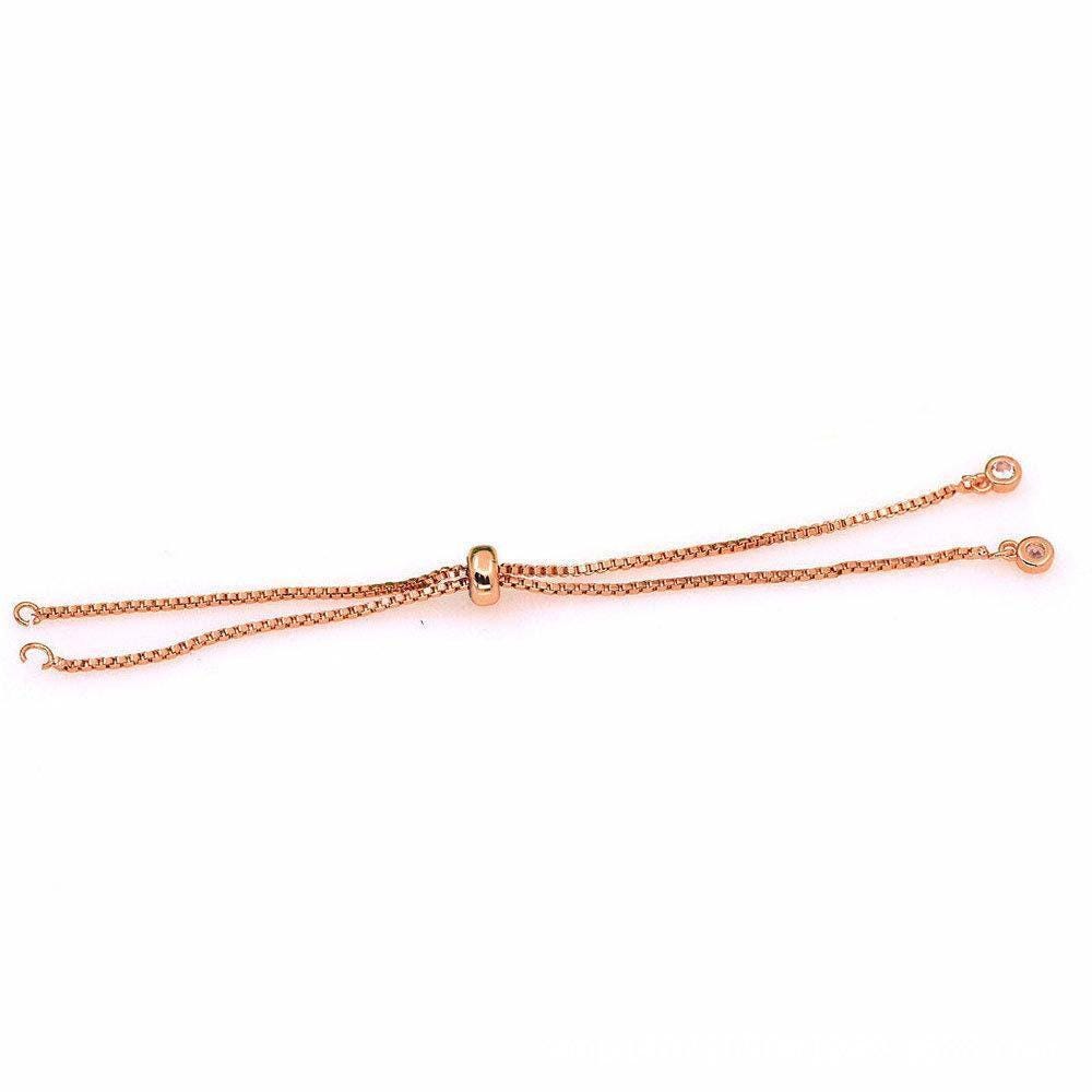 Adjustable gold filled bracelet half semi finished with rubber stopper bolo bracelets tennis bracelet box chain wholesale 1pc / 10pcs, k-504
