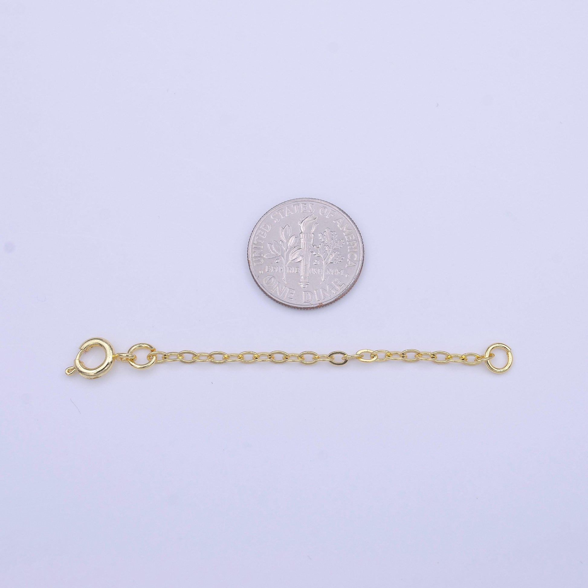 Gold chain extender for necklace bracelet supply component findings extenders with round spring clasps k-329