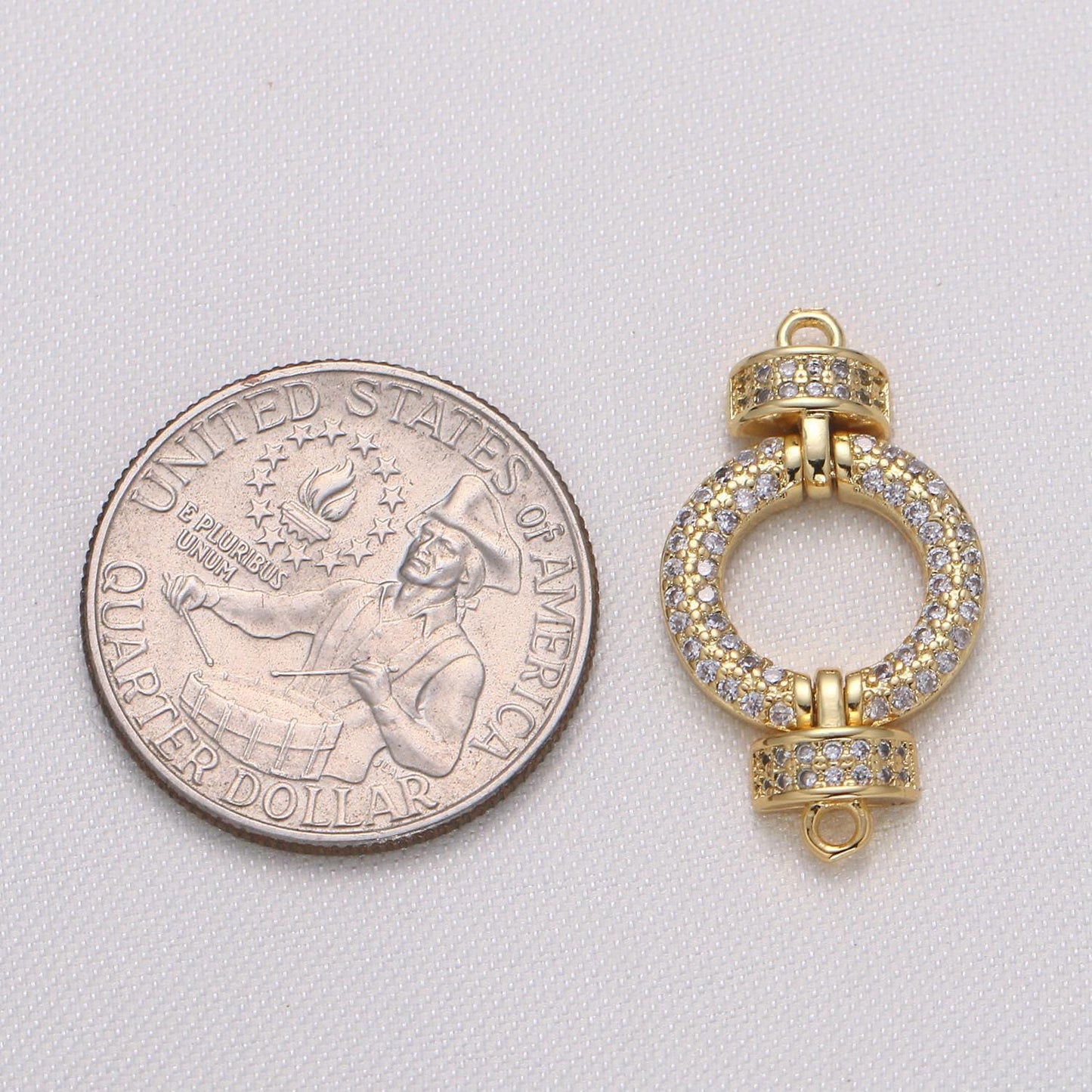 Gold cubic zirconia circle round connector cz geometric shape micro pave jewelry supply component g-729