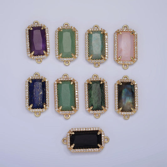 Mini 14k gold filled cubic zirconia link connector color faceted crystal charm connector birthstone link connector g-084