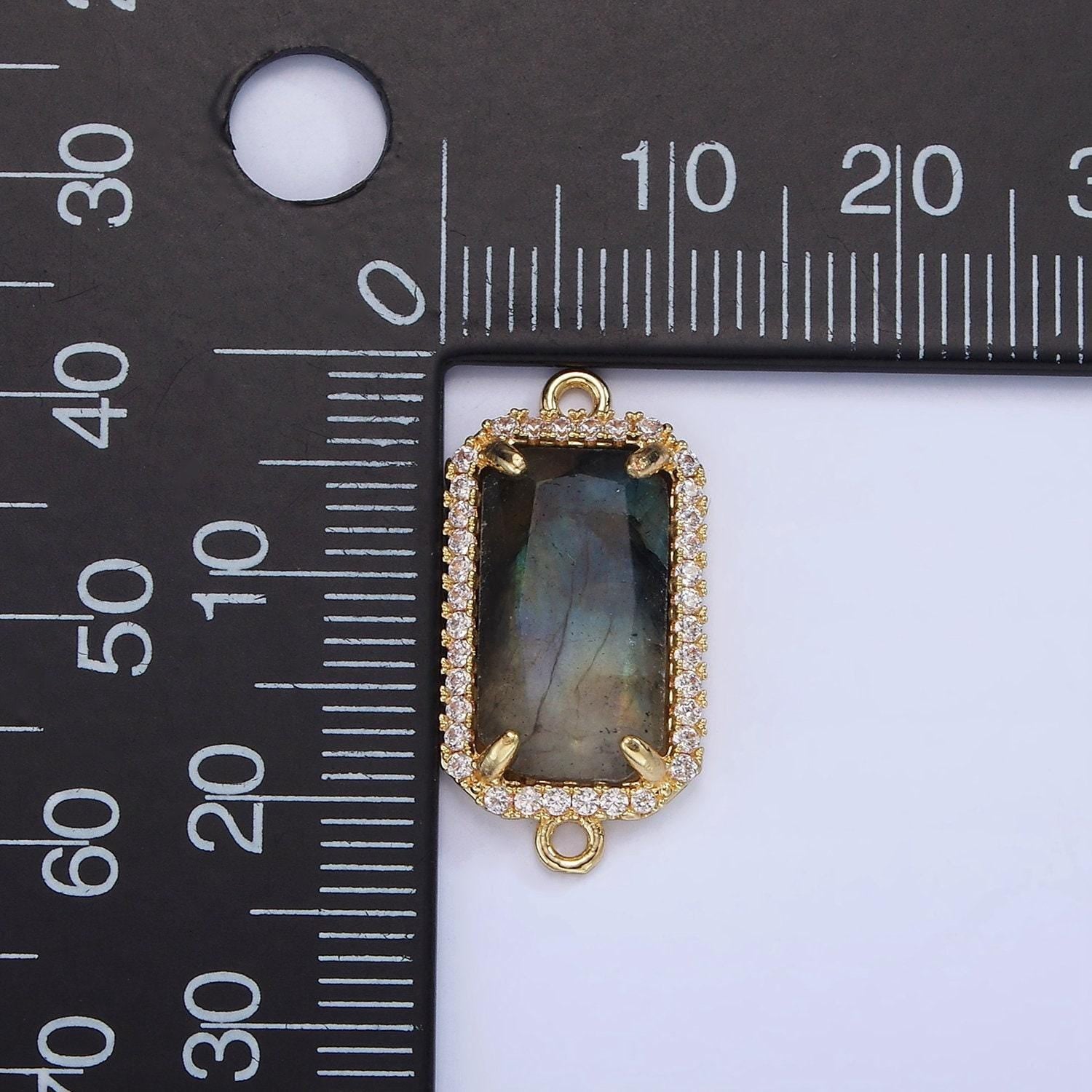 Mini 14k gold filled cubic zirconia link connector color faceted crystal charm connector birthstone link connector g-084